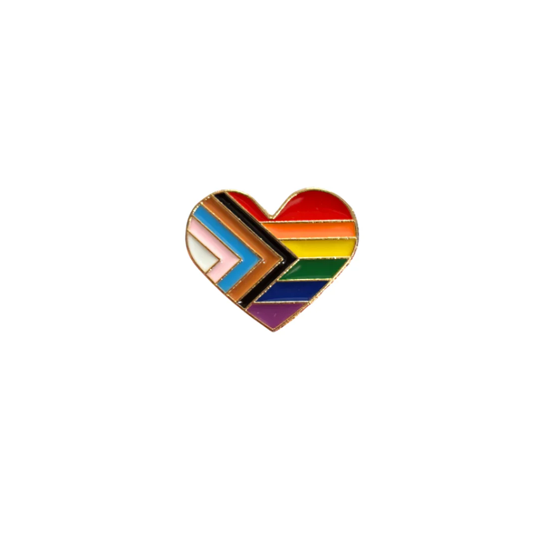 LGBTQ Progress Pride Heart Shaped Enamel Pin - Image 2