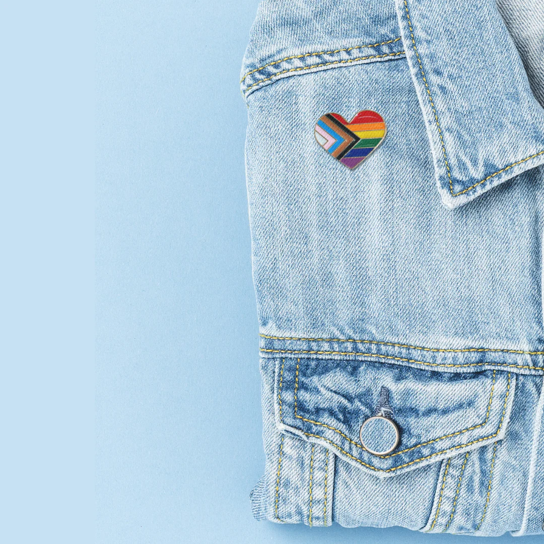 LGBTQ Progress Pride Heart Shaped Enamel Pin - Image 3