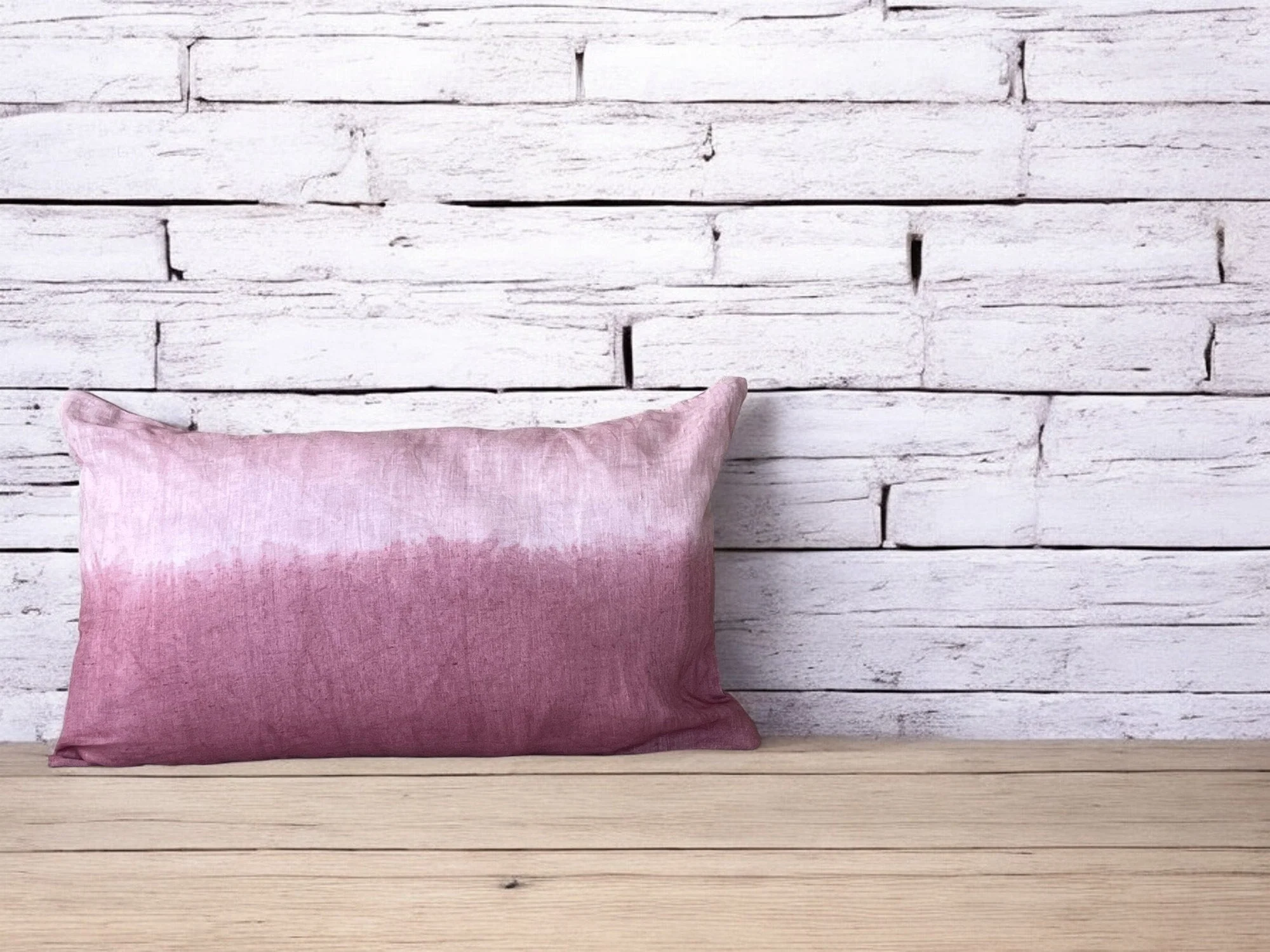 Linen Lumbar Ombre Throw Pillow - Image 5
