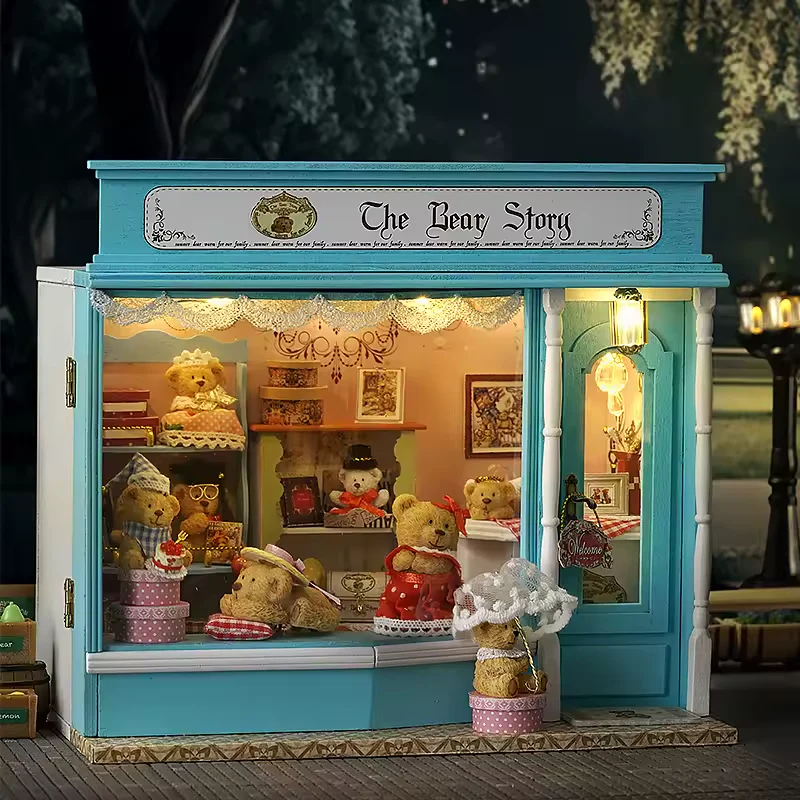 Little Bear Story Dollhouse Kit - Miniature Wizardi Roombox Kit with LED Light F07M51-65-F-016-A - Image 2