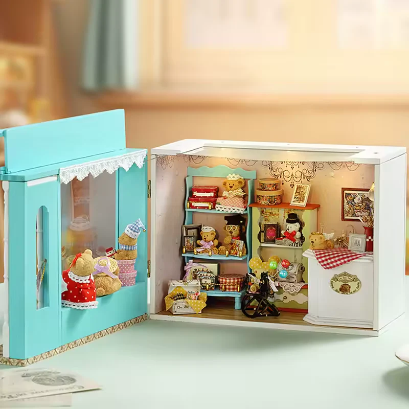 Little Bear Story Dollhouse Kit - Miniature Wizardi Roombox Kit with LED Light F07M51-65-F-016-A - Image 4