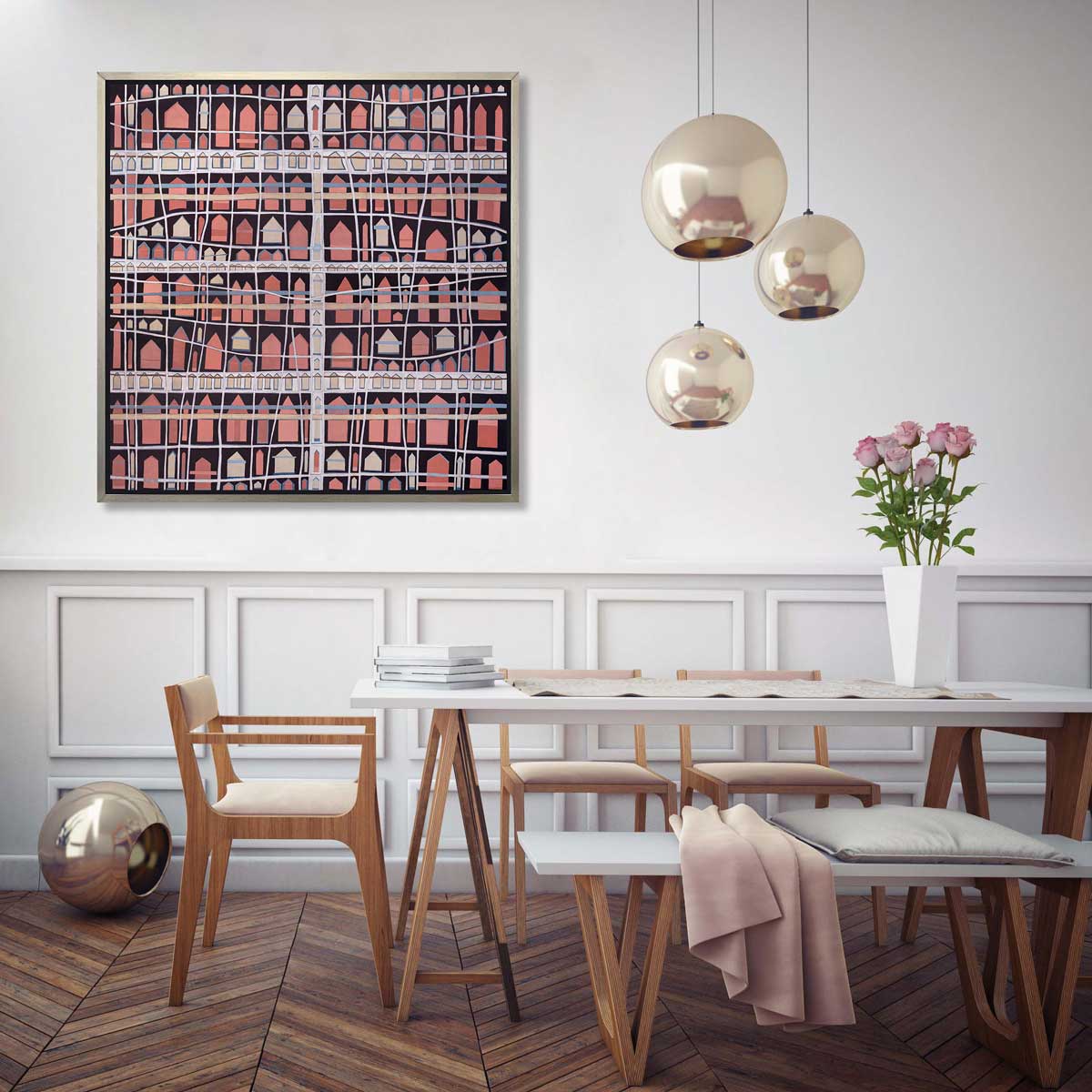 Little Pink Huts - Open Edition Canvas Print - Image 2