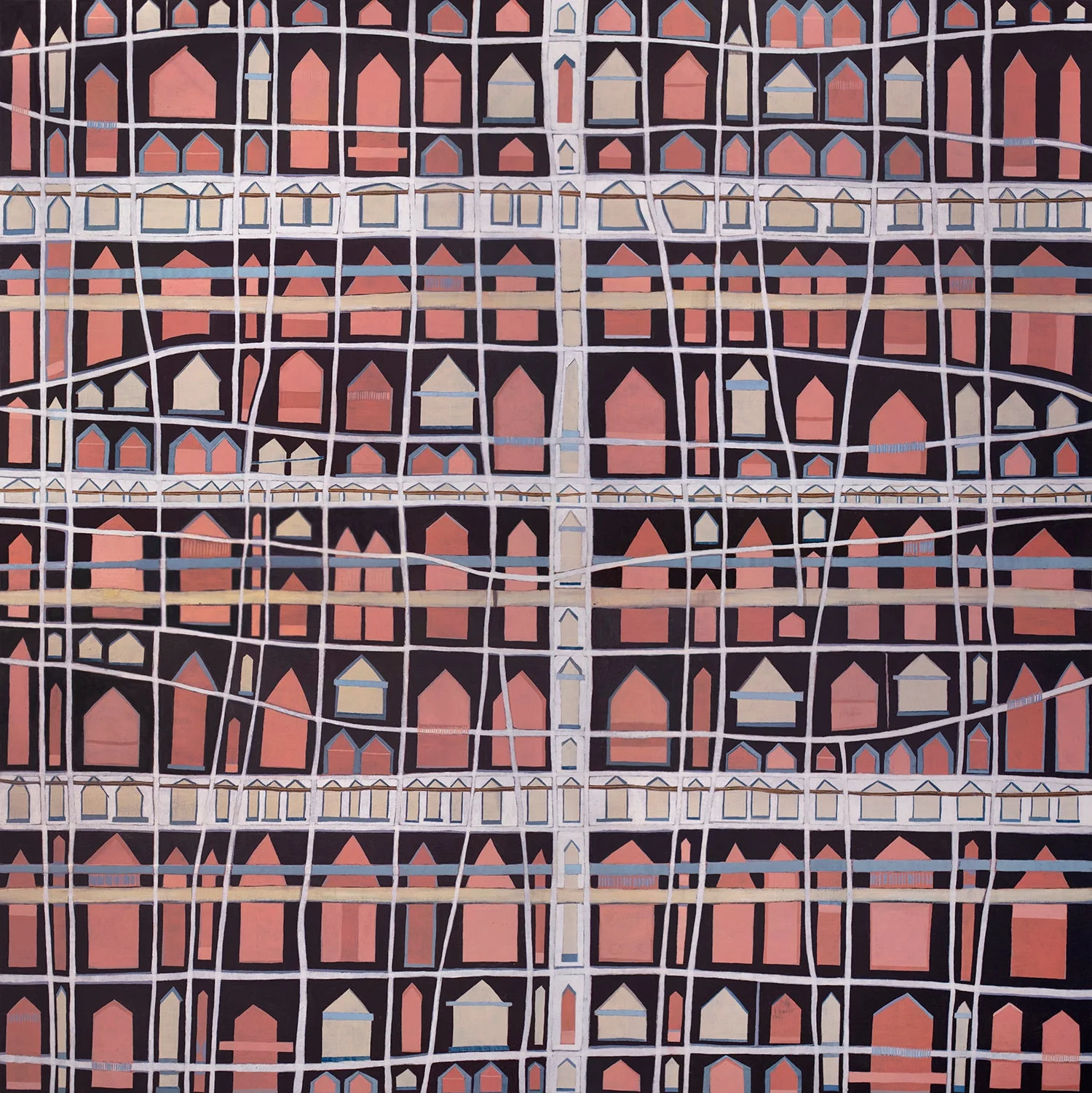 Little Pink Huts - Open Edition Canvas Print - Image 3