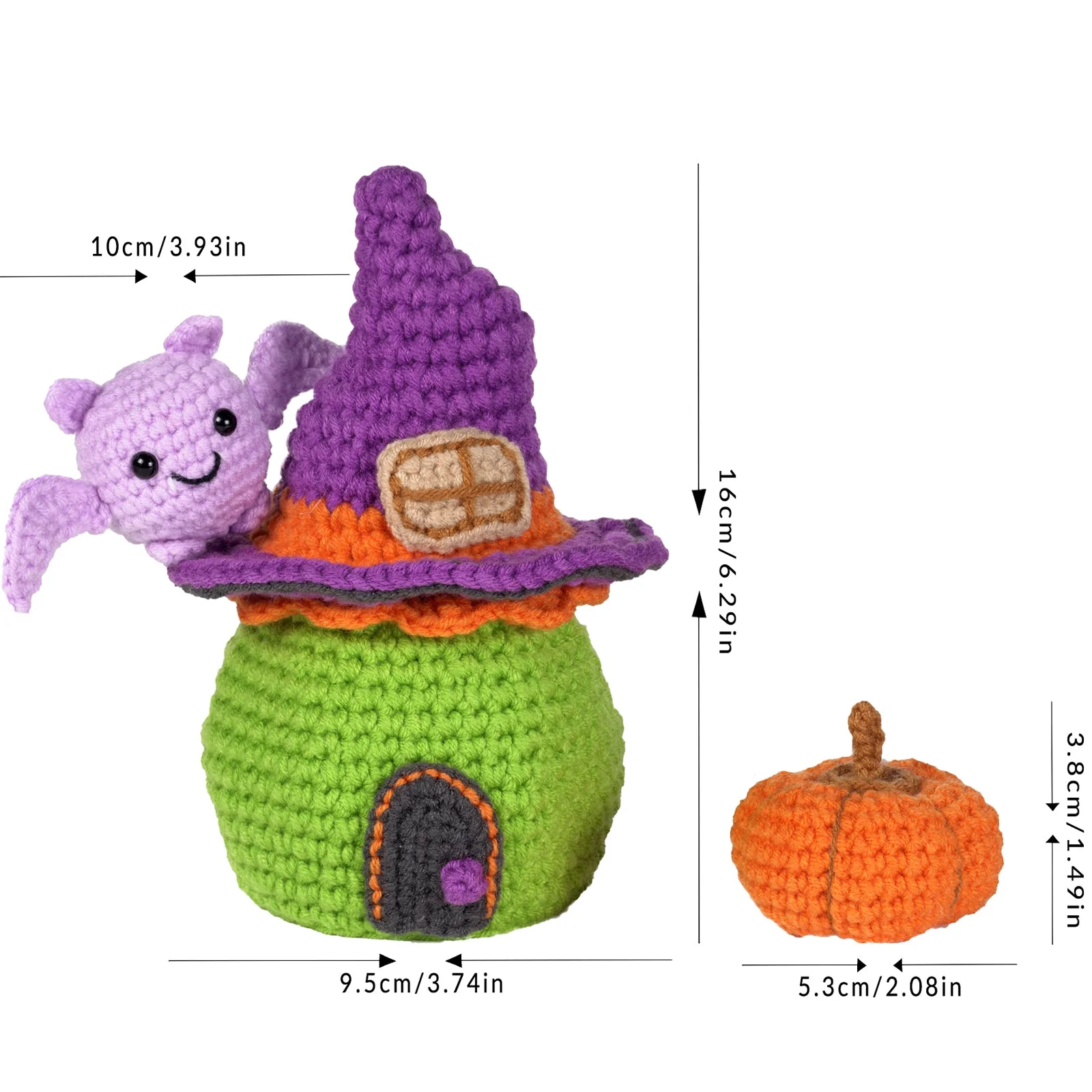 Little Witch House with Bat. Halloween Amigurumi DIY Crochet Kit Wizardi F07N8-M103 - Image 5