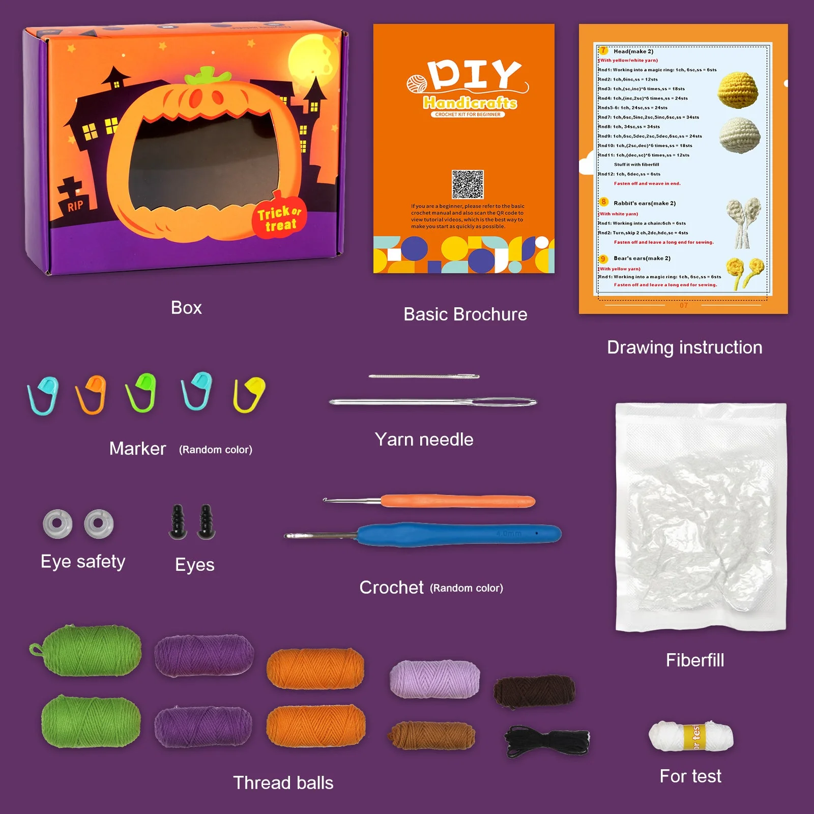 Little Witch House with Bat. Halloween Amigurumi DIY Crochet Kit Wizardi F07N8-M103 - Image 6