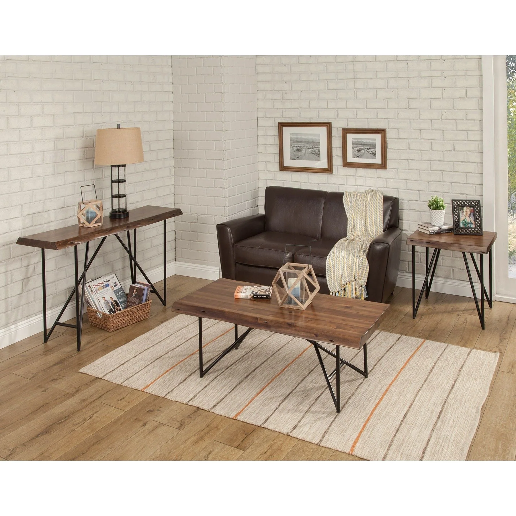 Live Edge End Table, Light Walnut - Image 4