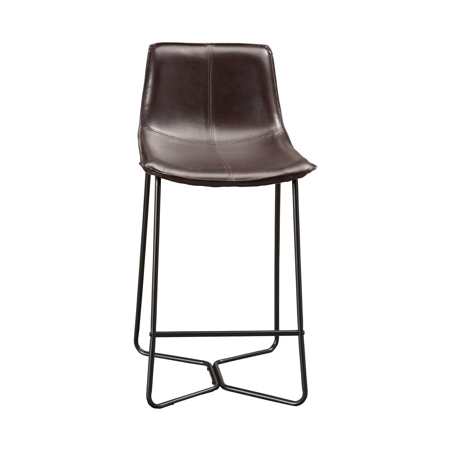 Live Edge Leather Pub Chairs, Dark Brown - Image 2
