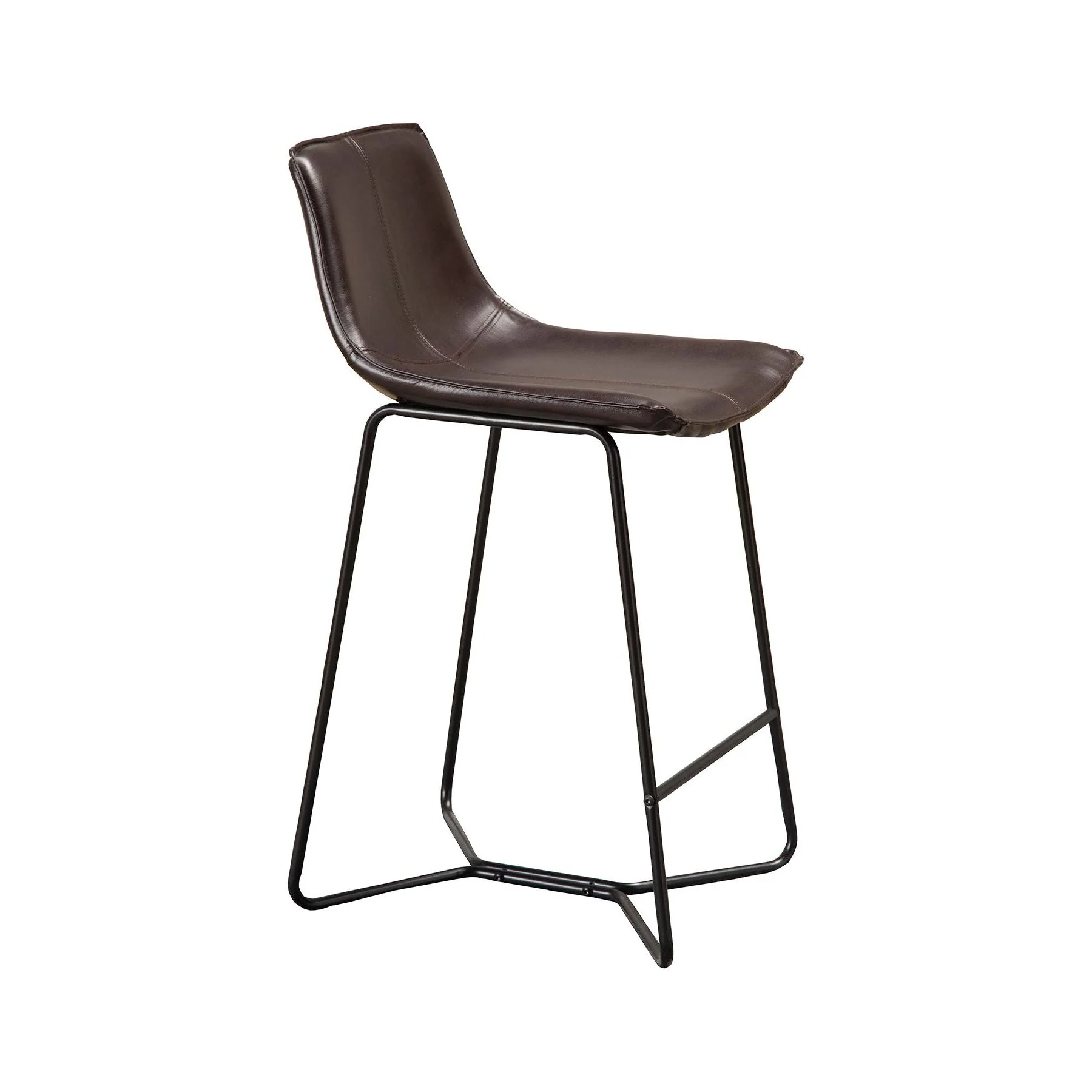 Live Edge Leather Pub Chairs, Dark Brown - Image 3