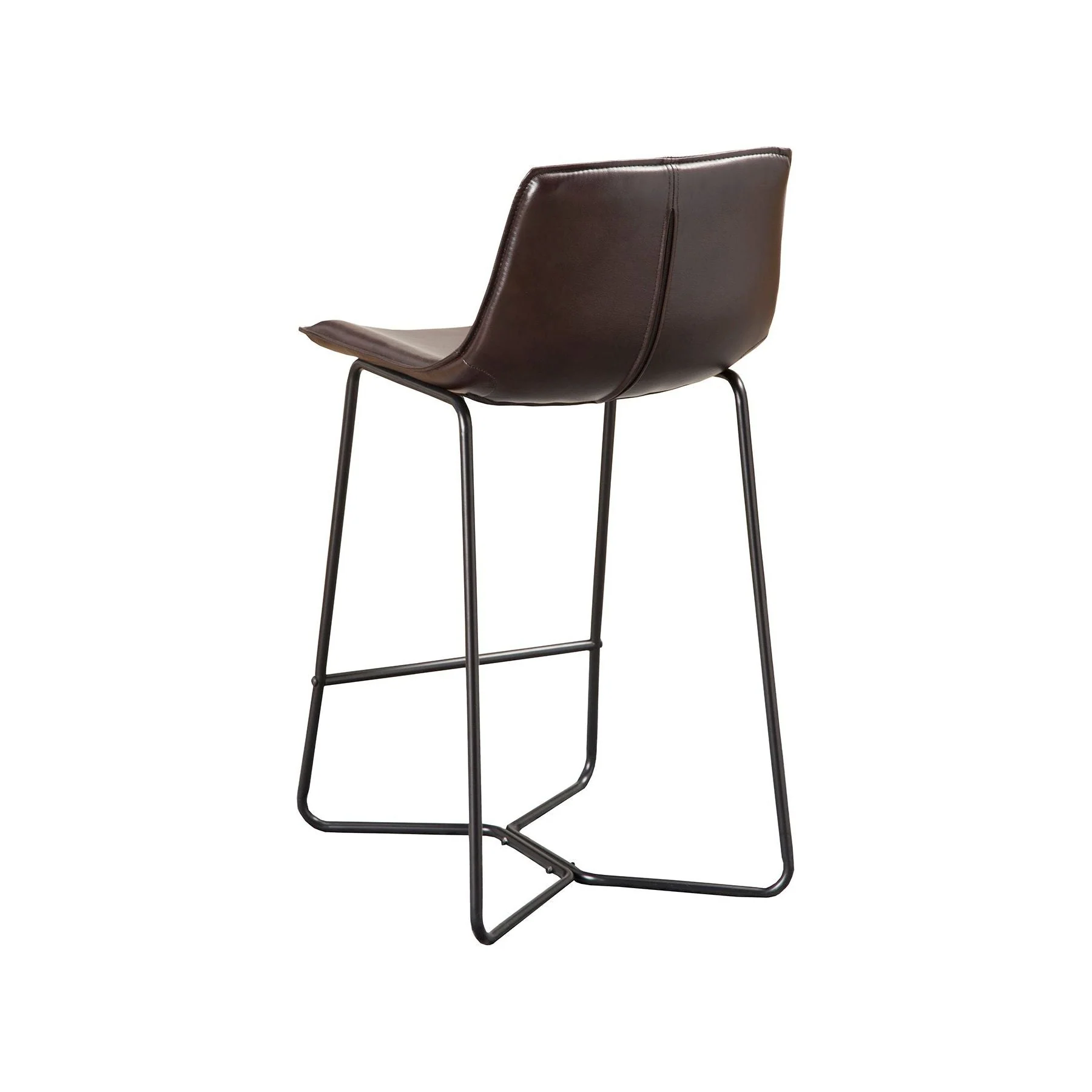 Live Edge Leather Pub Chairs, Dark Brown - Image 4