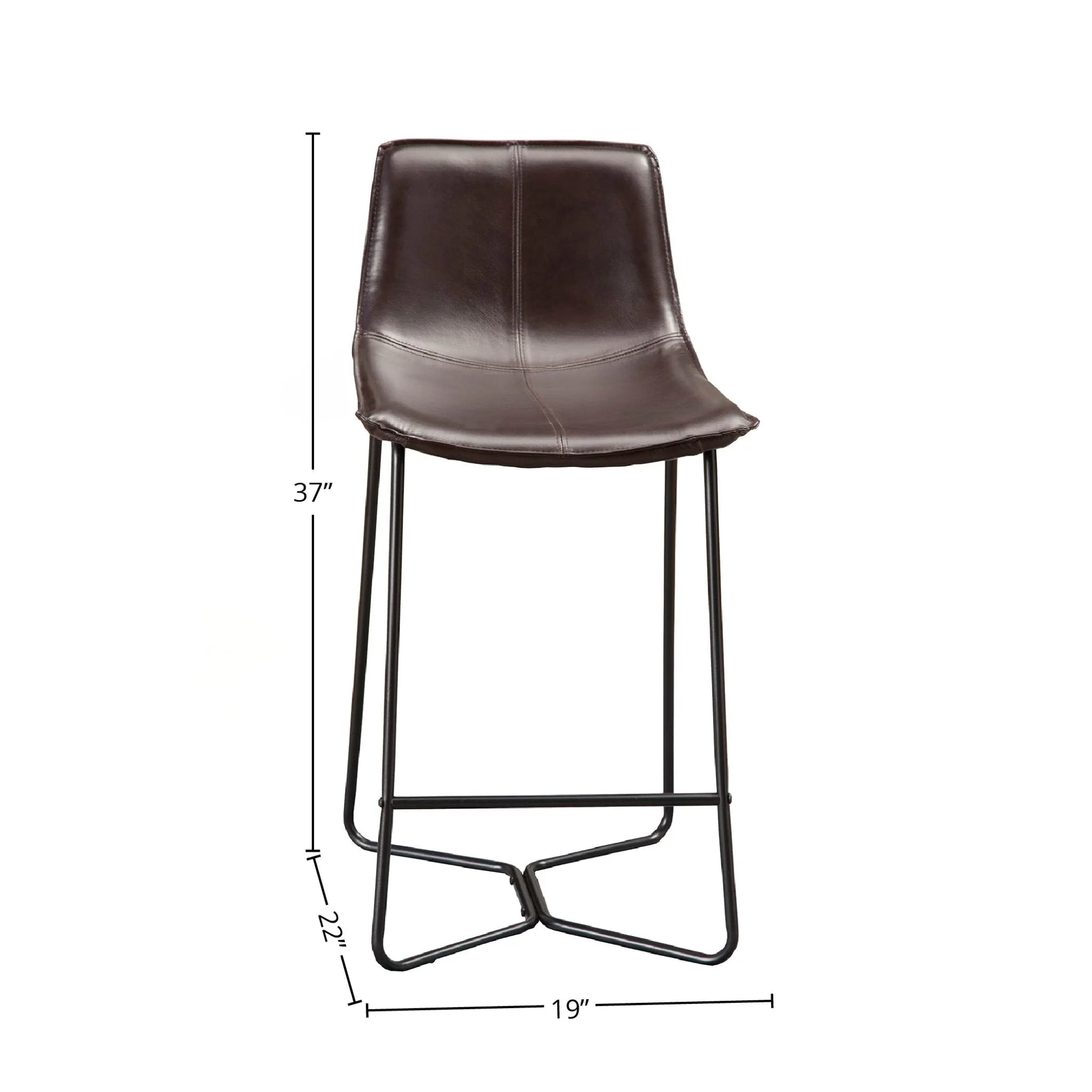 Live Edge Leather Pub Chairs, Dark Brown - Image 6