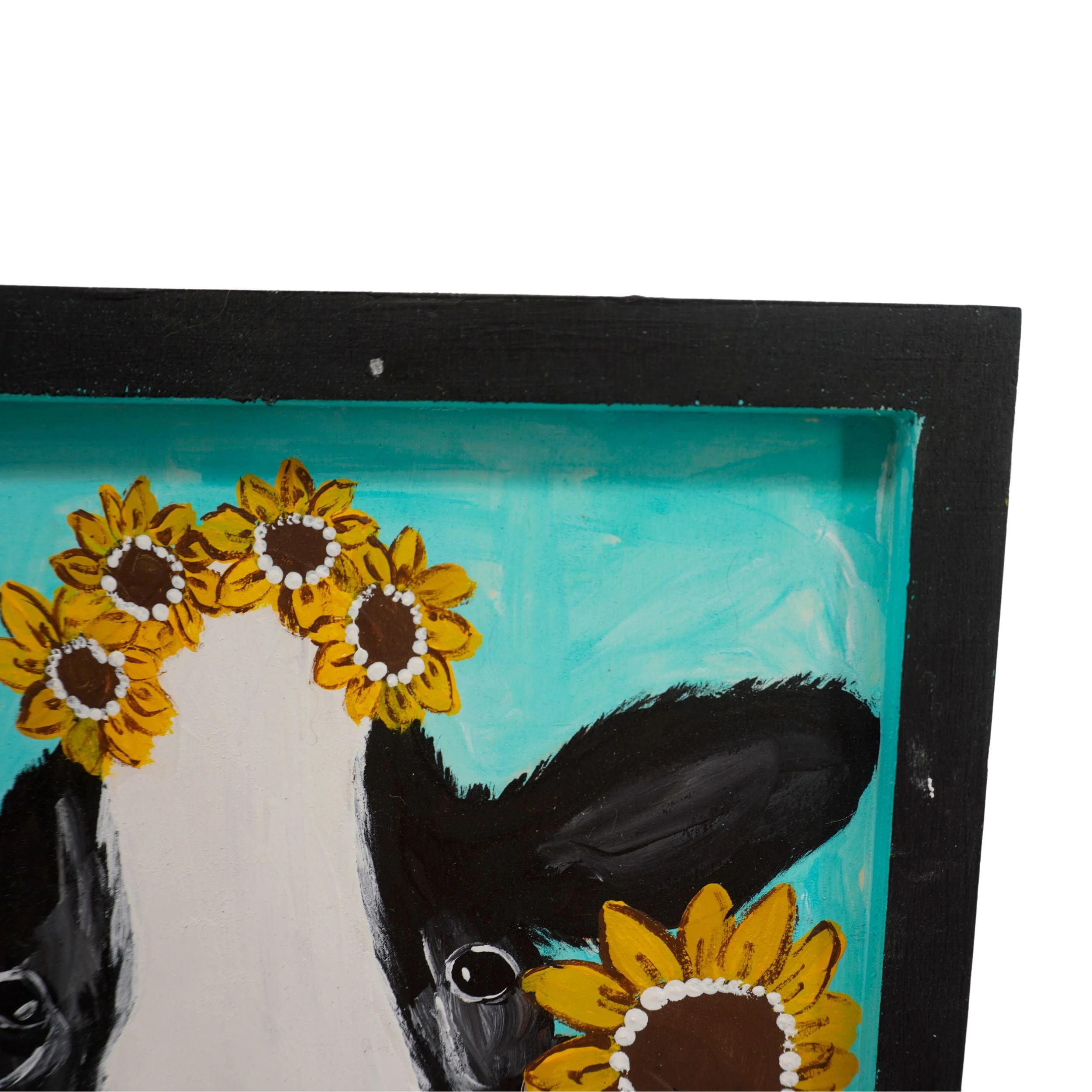 Louise the Sunflower Cow | 9.75 X 13.25 | Old Wood Canvas | The Painted Attic - Image 3