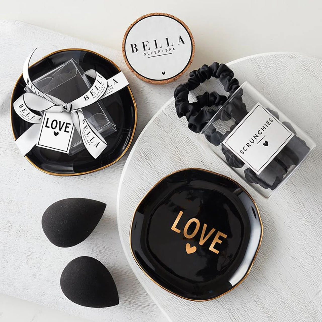 Love Black Ceramic Tray with Makeup Sponge Gift Set | Cosmetic Giftable Beauty Tools Set - Image 4