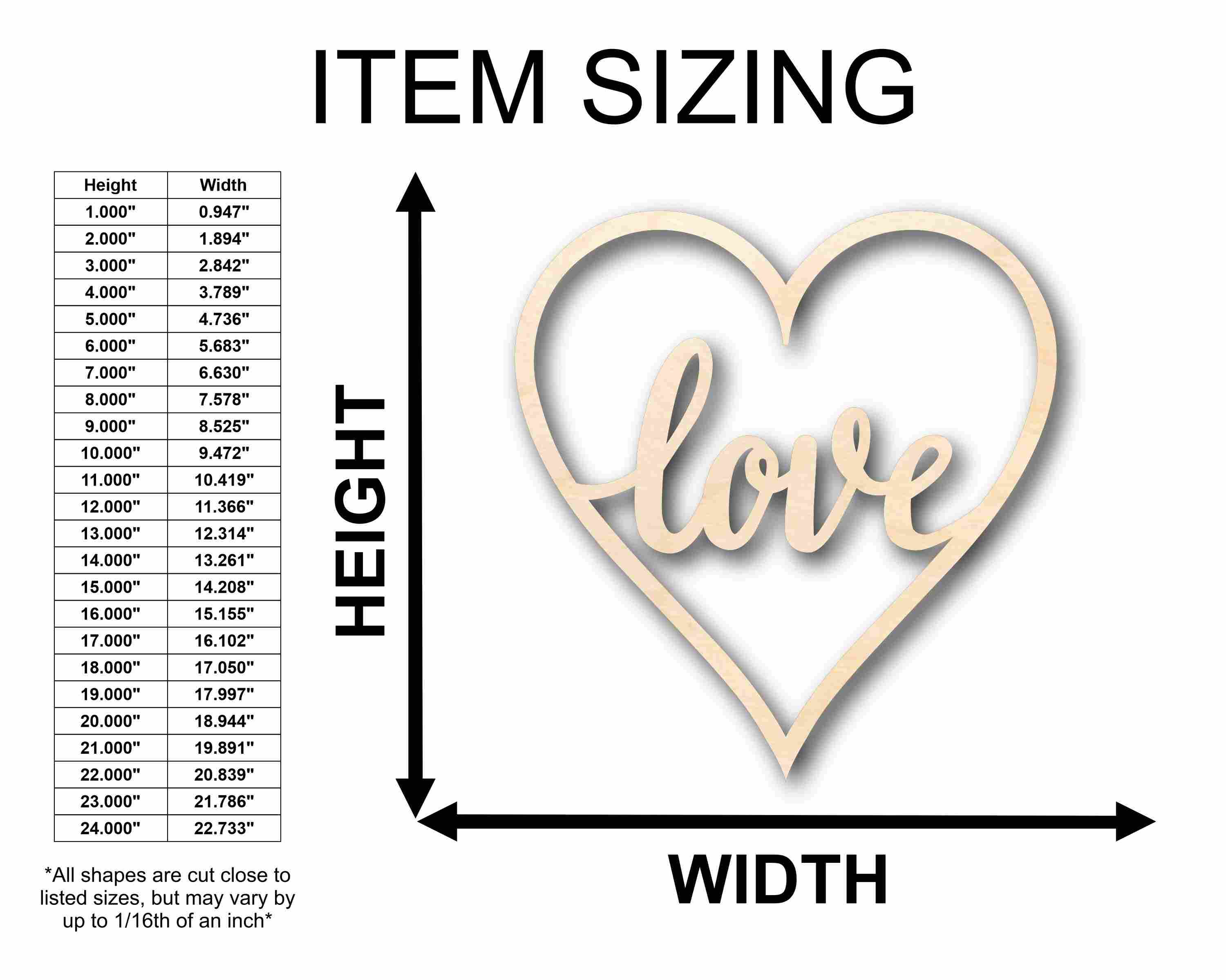 Love with Heart Sign Unfinished Wood Cutout Home Decor DIY - Image 2