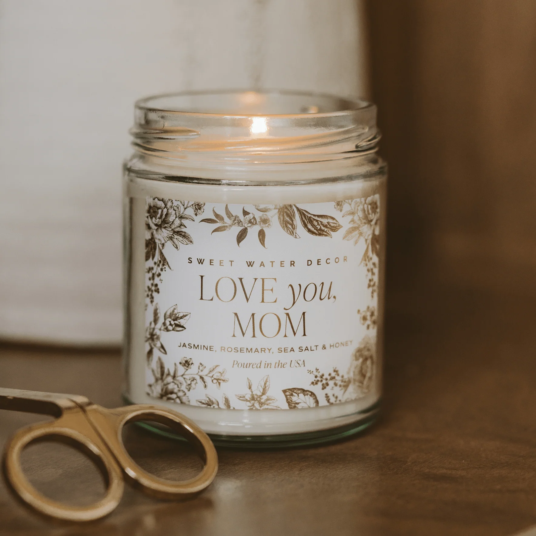 Love You, Mom Soy Candle - Clear Patterned Jar - 9 oz - Image 2