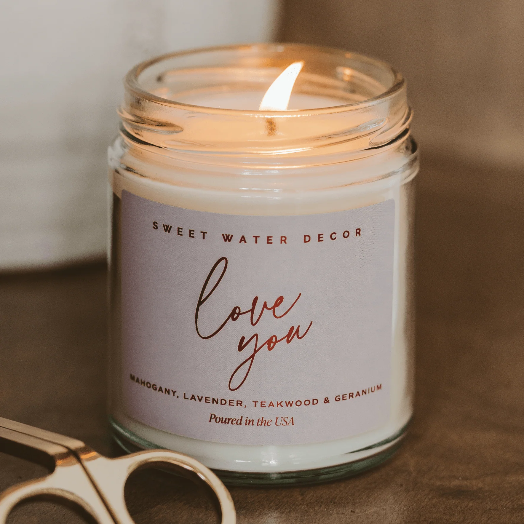 Love You Soy Patterned Candle - Clear Jar - 9 oz - Image 2