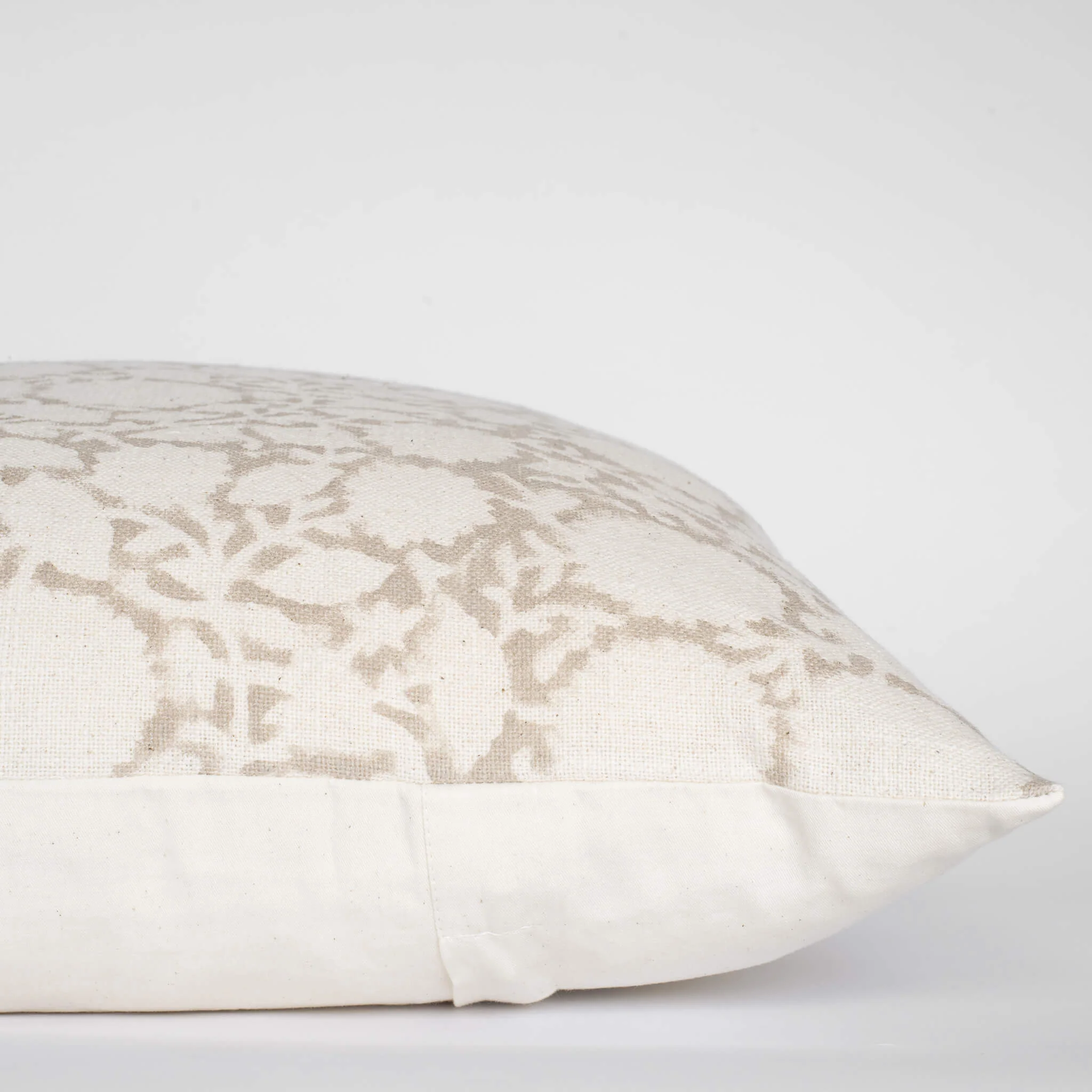 Luana Floral Block Printed Pillow Cover | Beige/Brown - Image 4