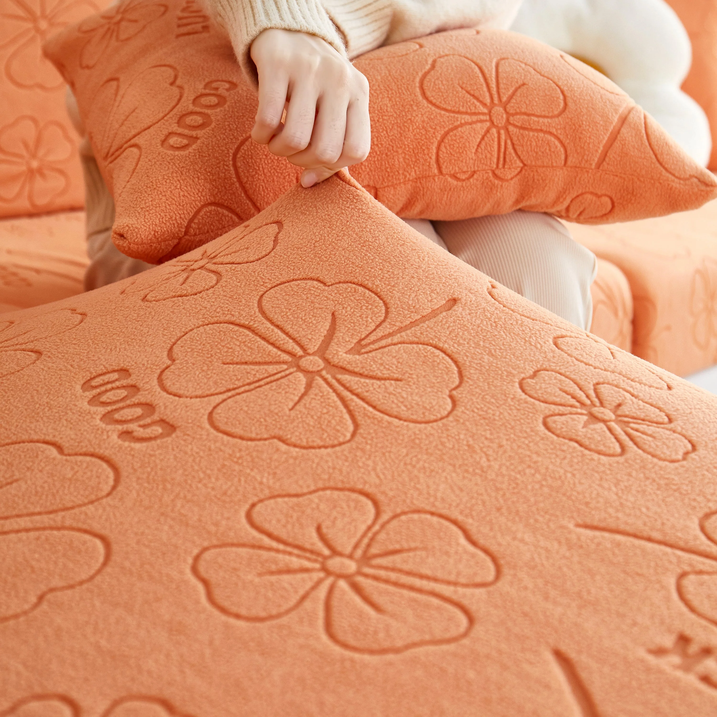 Lucky Clover Slipcover Non-Slip Stretch Jacquard Polar Fleece Sofa Cover for Pets, Cushions, Couches - Image 41