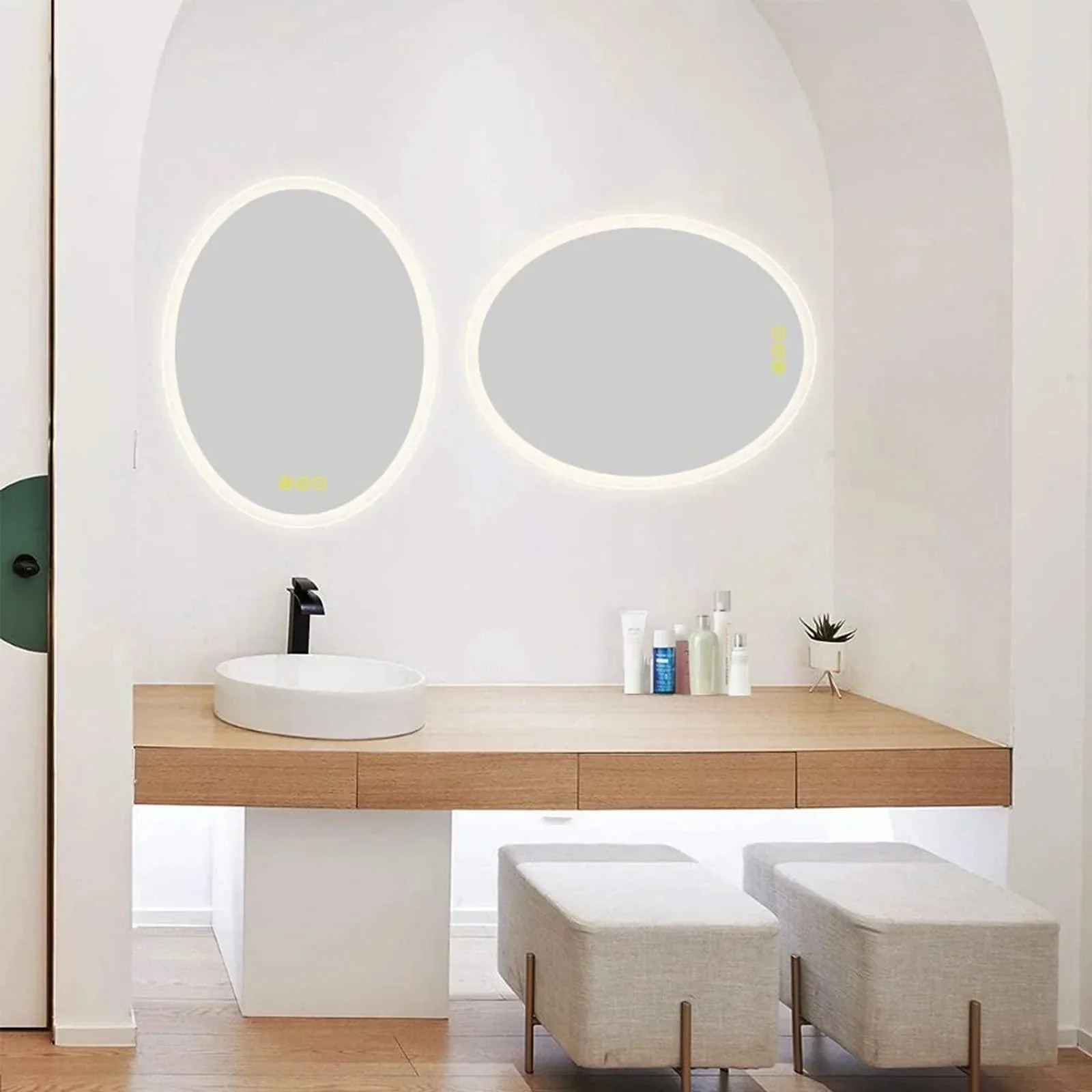 LuminaMirror Oval Frameless LED Anti-Fog Dimmable Bathroom Vanity Mirror - Image 11
