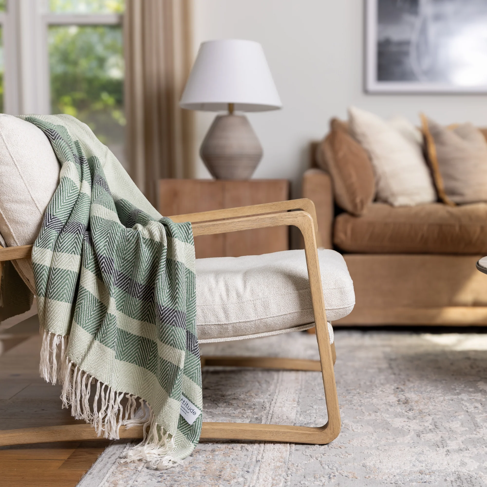 Luxe Bamboo Stripe Throw Blanket - Image 2