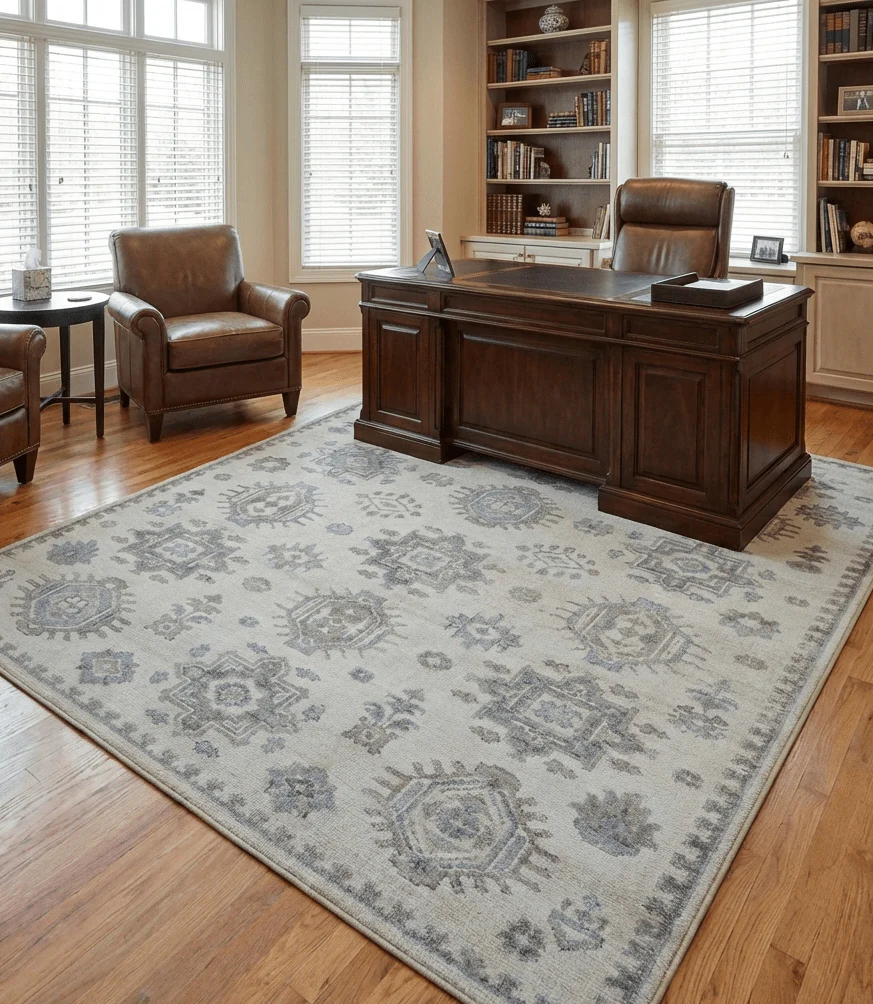 Luxe Custom Made Turkish Ivory Hand knotted Wool And Linen Blend Rug - Image 2