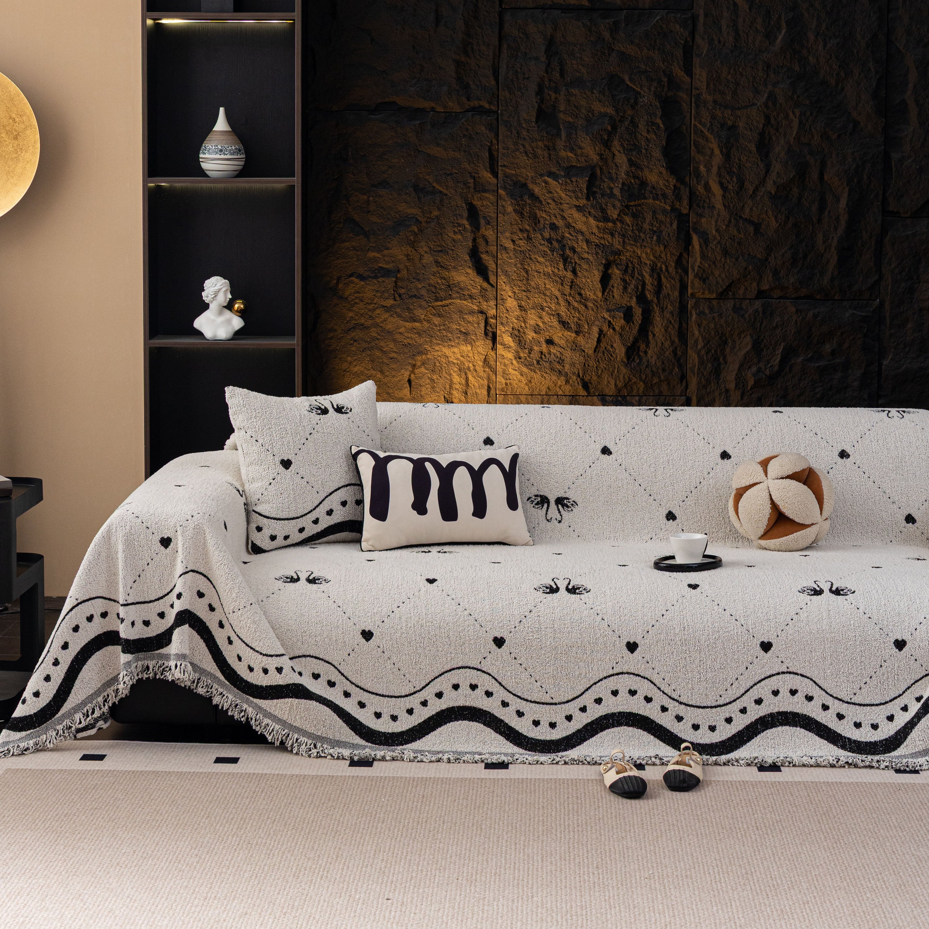 Luxurious Jacquard Couch Cover, Snag-Resistant Pet Friendly Couch Throw with Fringe - Image 18