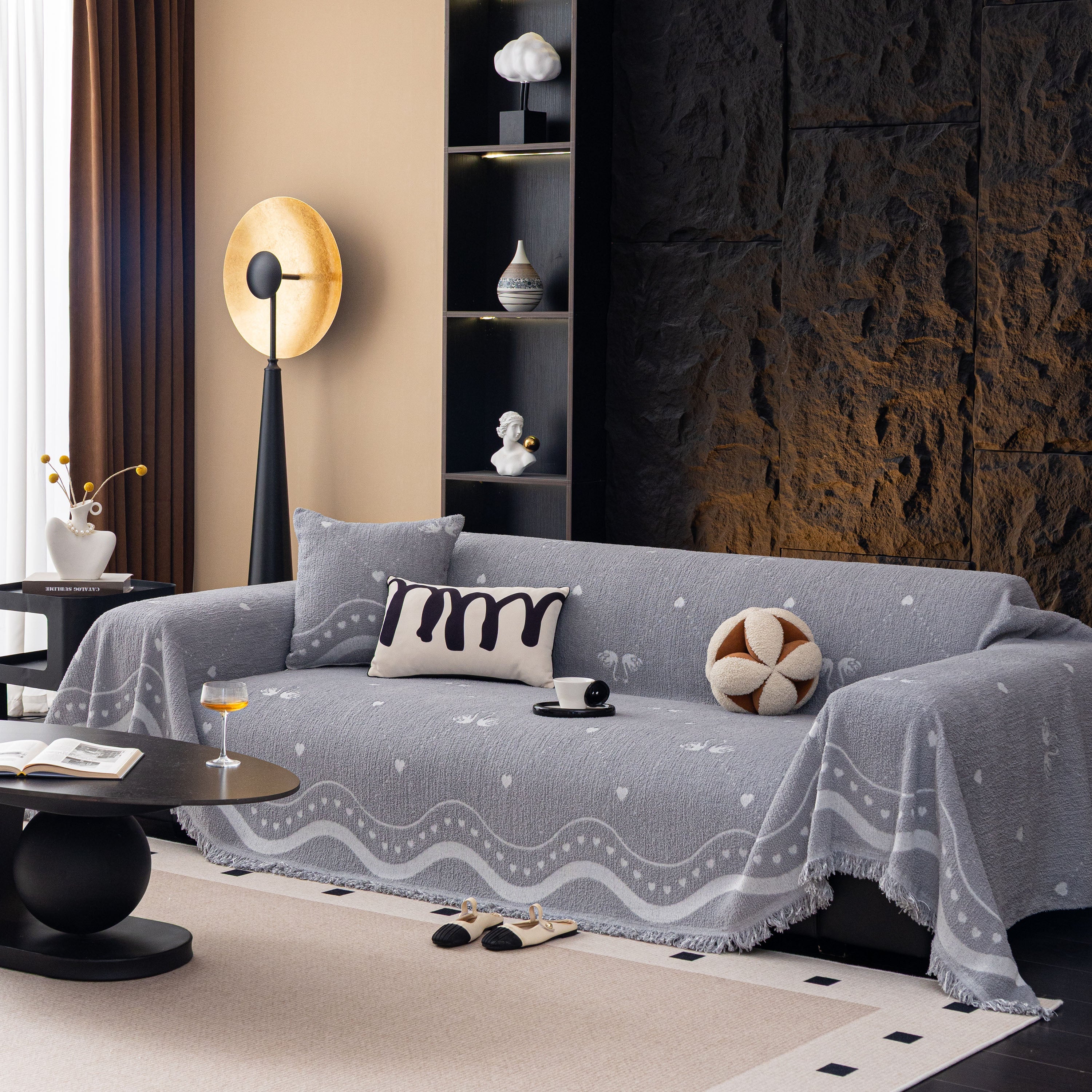 Luxurious Jacquard Couch Cover, Snag-Resistant Pet Friendly Couch Throw with Fringe - Image 19