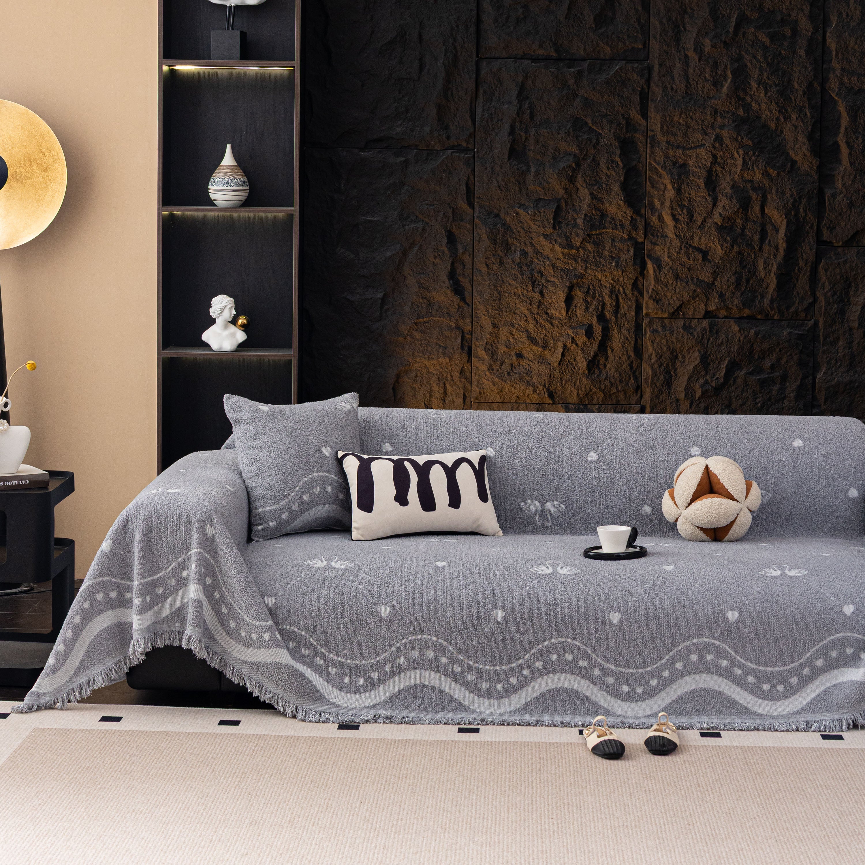 Luxurious Jacquard Couch Cover, Snag-Resistant Pet Friendly Couch Throw with Fringe - Image 36