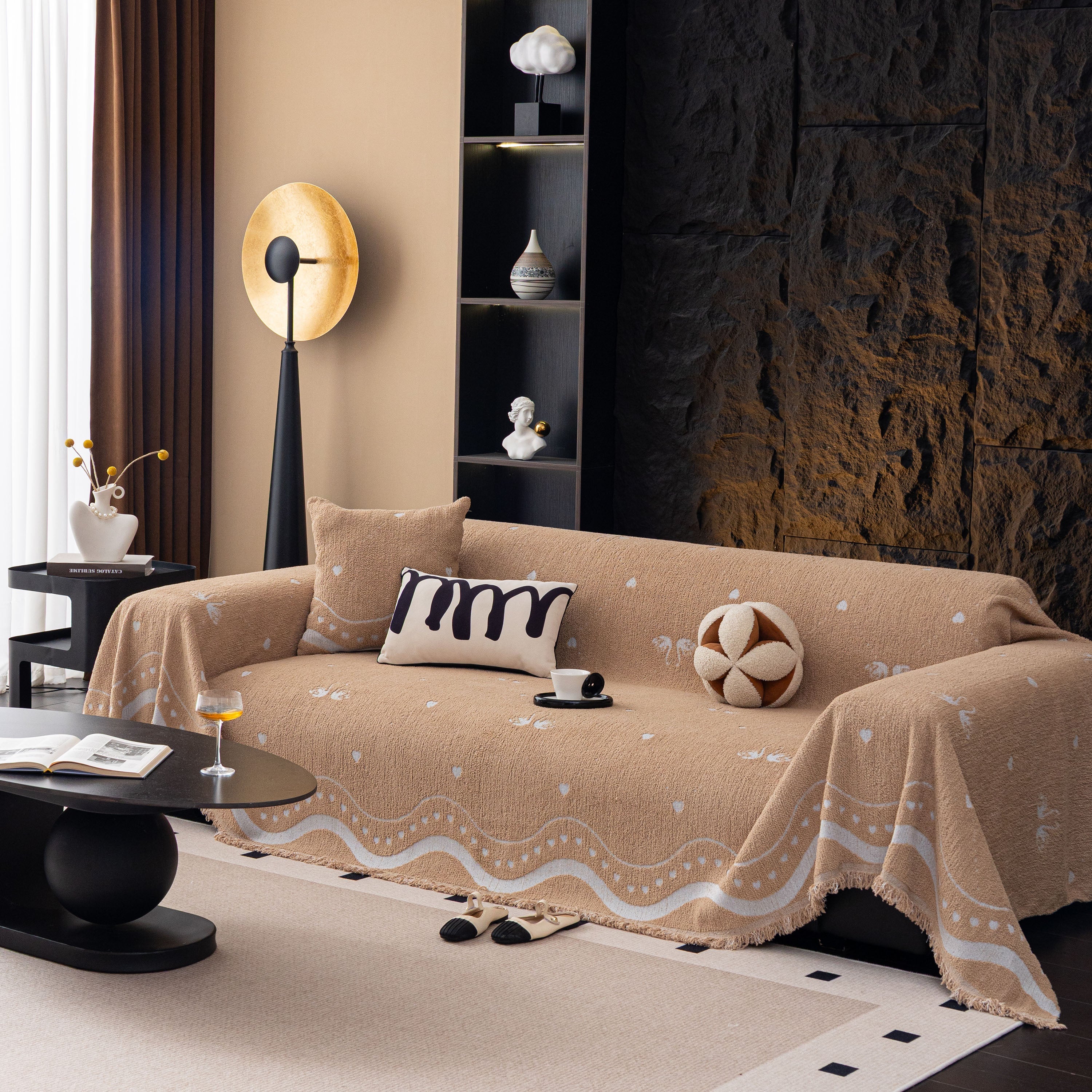 Luxurious Jacquard Couch Cover, Snag-Resistant Pet Friendly Couch Throw with Fringe - Image 37