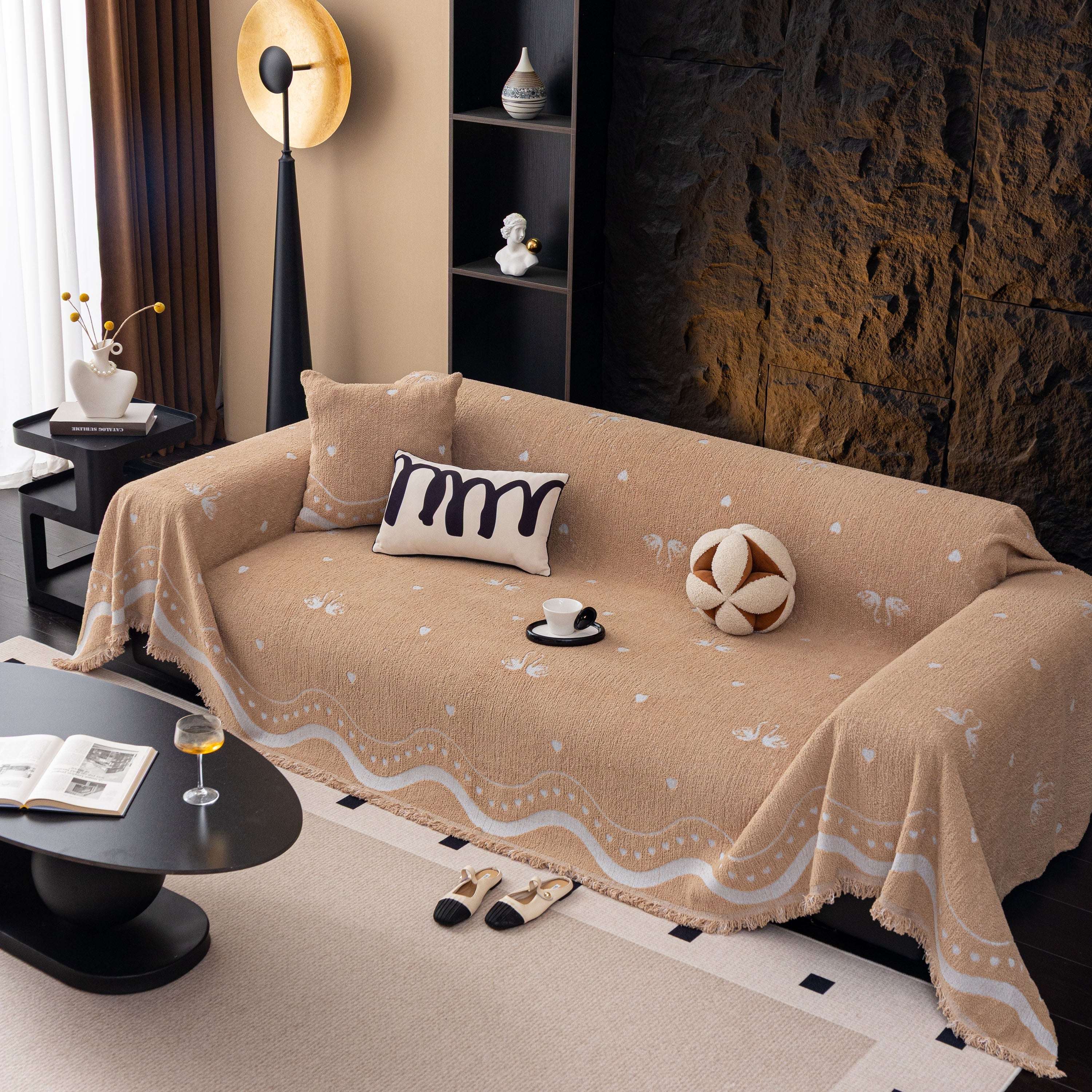 Luxurious Jacquard Couch Cover, Snag-Resistant Pet Friendly Couch Throw with Fringe - Image 39