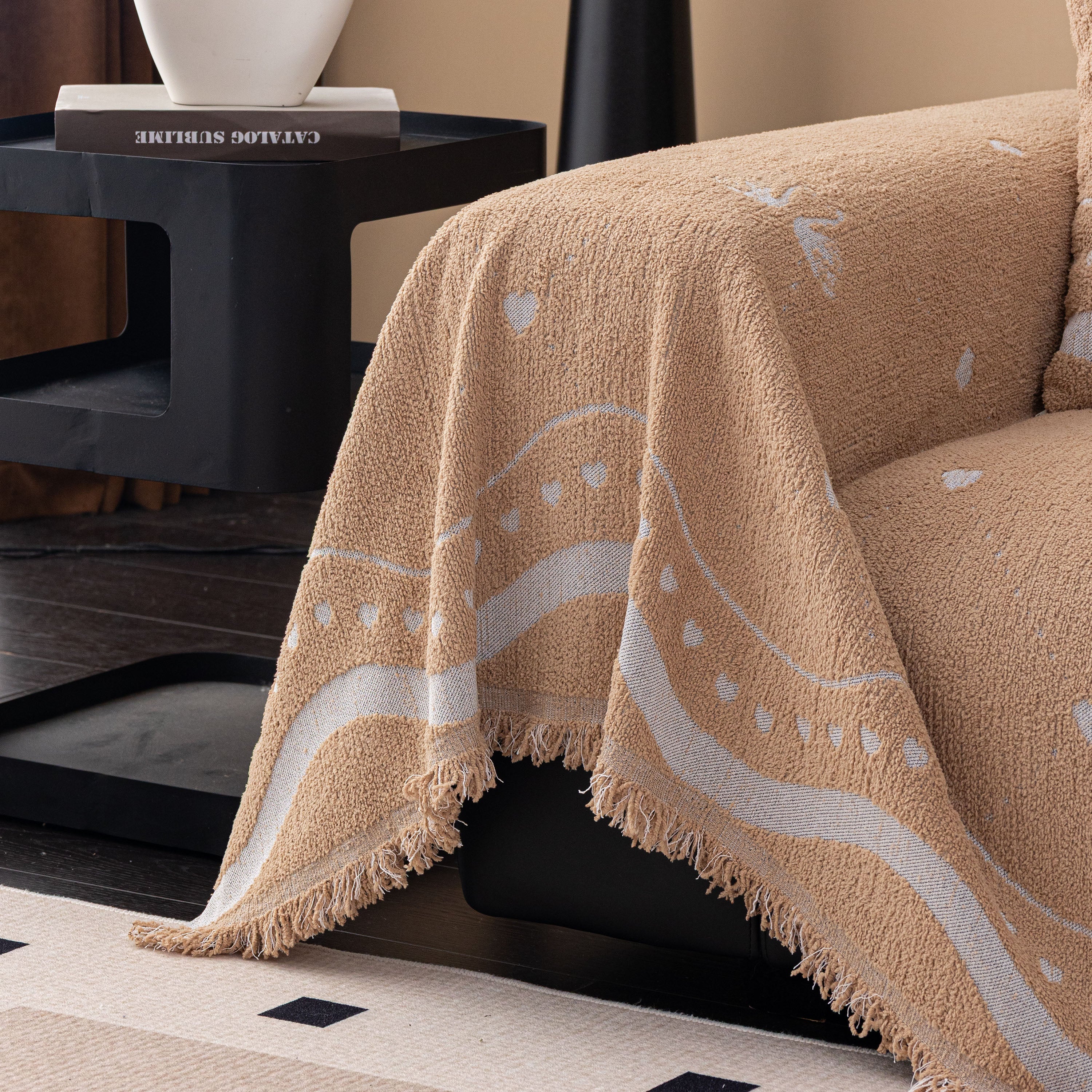 Luxurious Jacquard Couch Cover, Snag-Resistant Pet Friendly Couch Throw with Fringe - Image 42