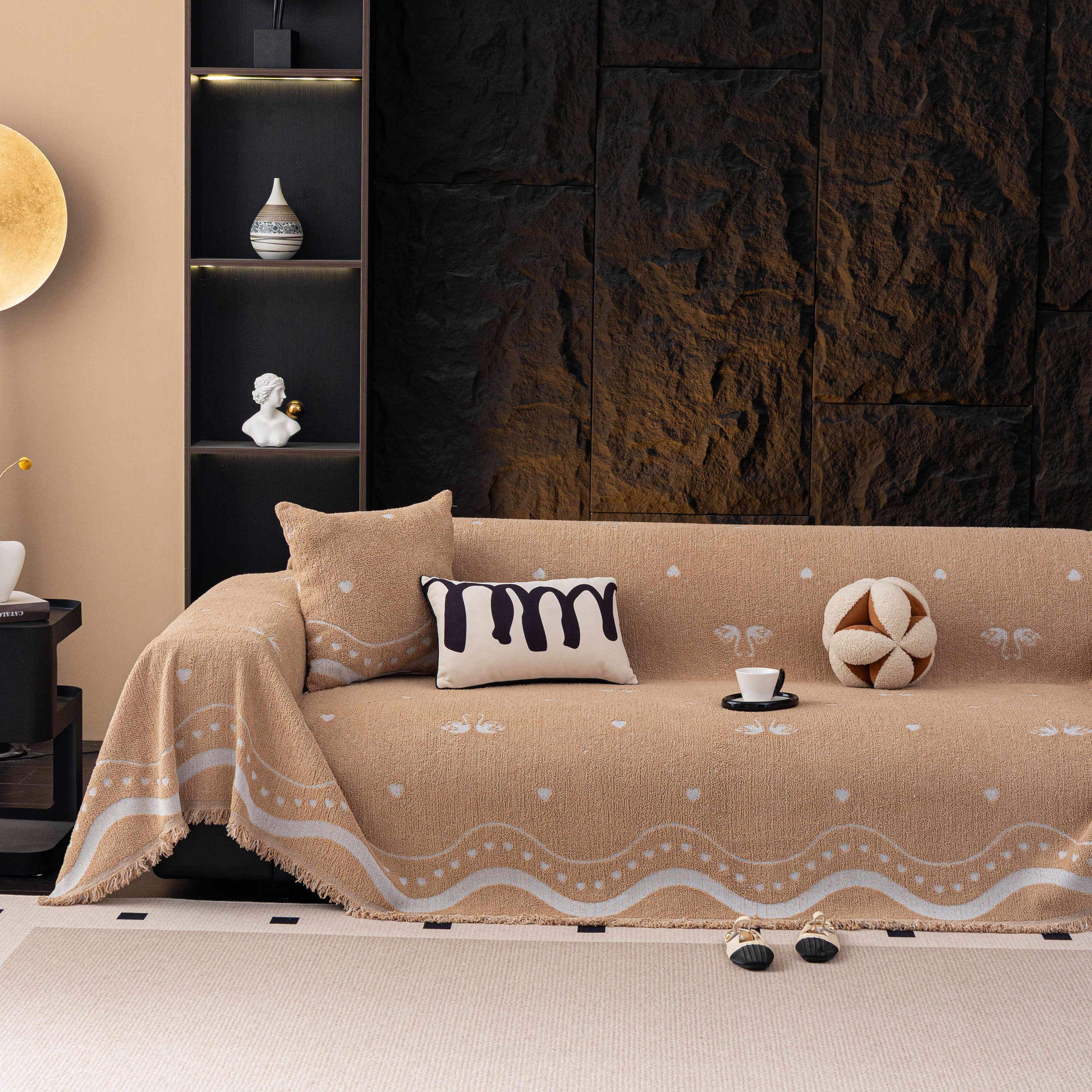 Luxurious Jacquard Couch Cover, Snag-Resistant Pet Friendly Couch Throw with Fringe - Image 55
