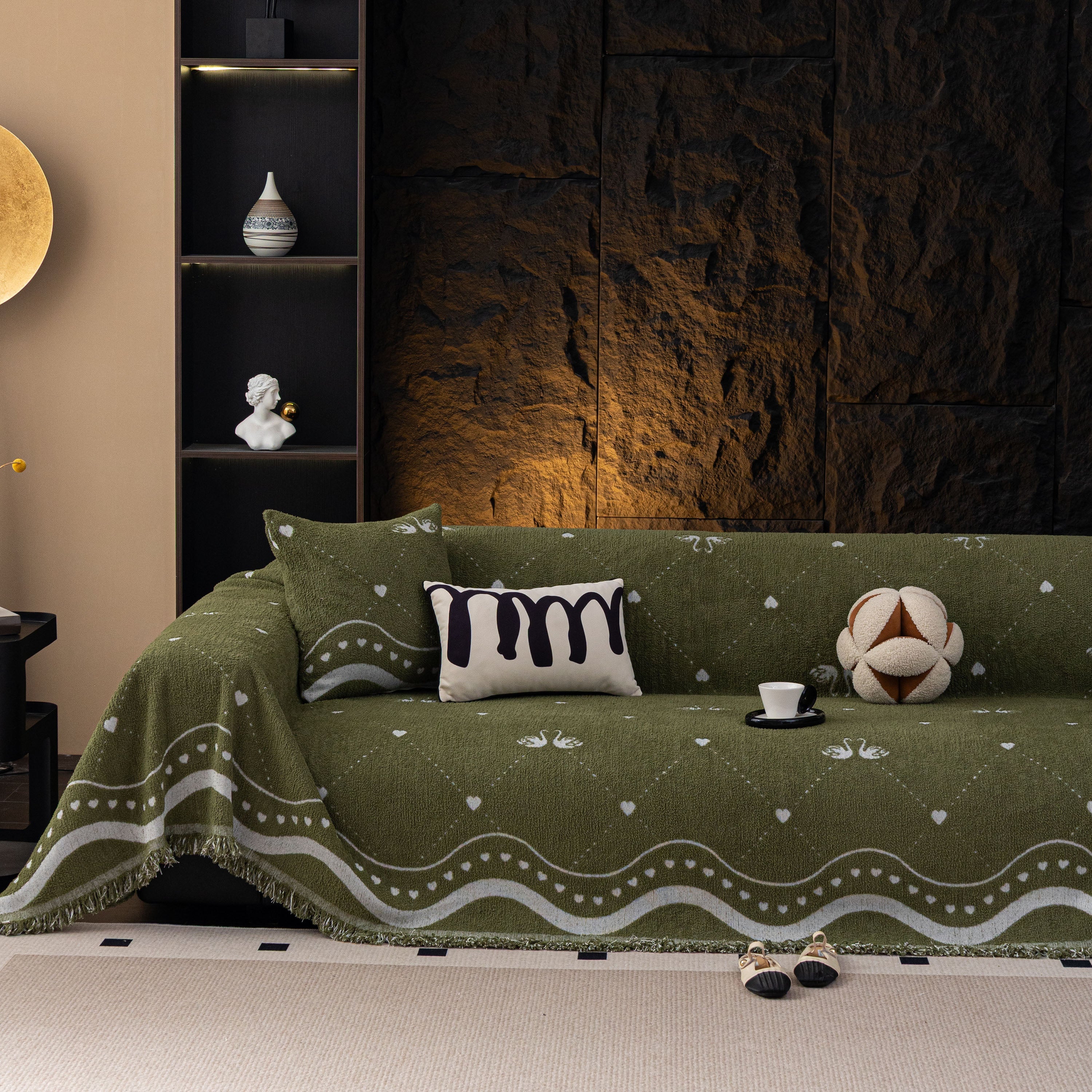 Luxurious Jacquard Couch Cover, Snag-Resistant Pet Friendly Couch Throw with Fringe - Image 74