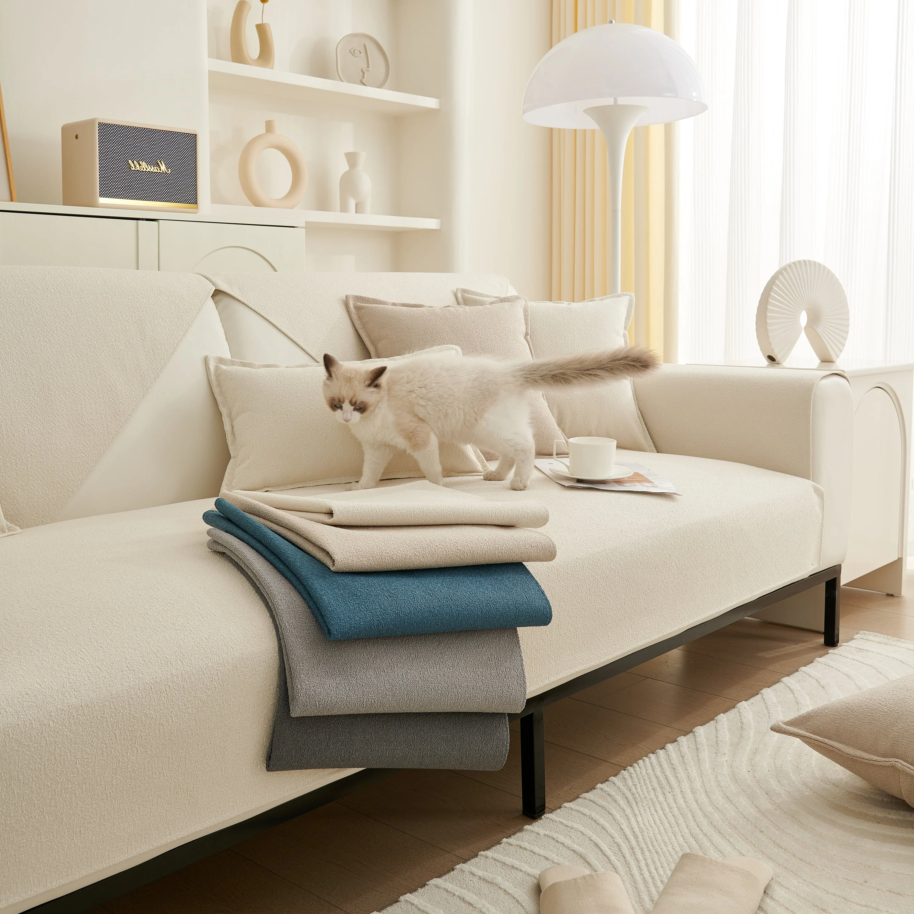 Luxurious Teddy Velvet Solid Sofa Towel - Non-Slip Waterproof Sofa Cover Furniture Protector and Pet Couch Cover - Image 17