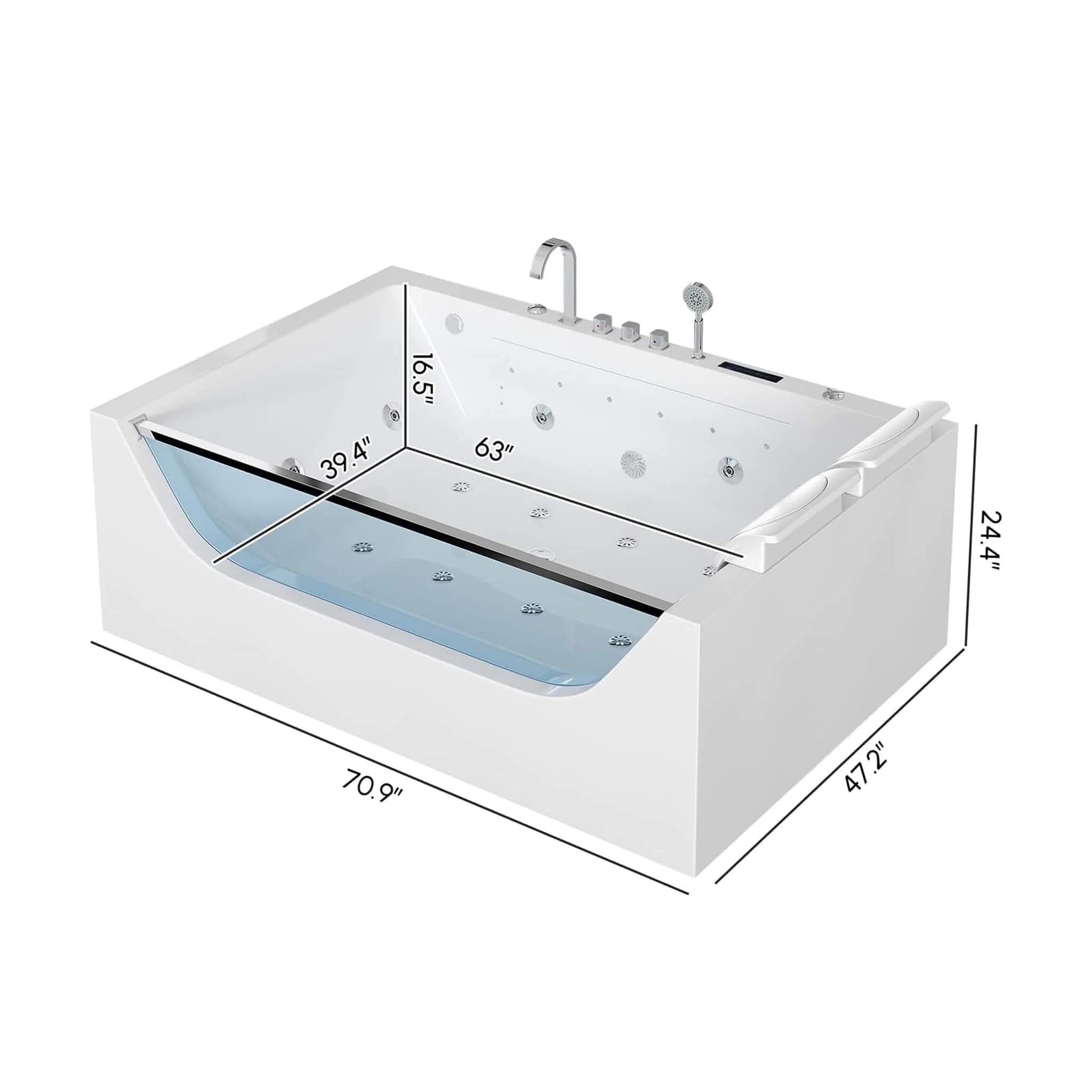 Alora Novara 71-Inch Luxury 2-Person Jetted Whirlpool Tub With Massage And Thermostat Control (SAK13872) - Image 10