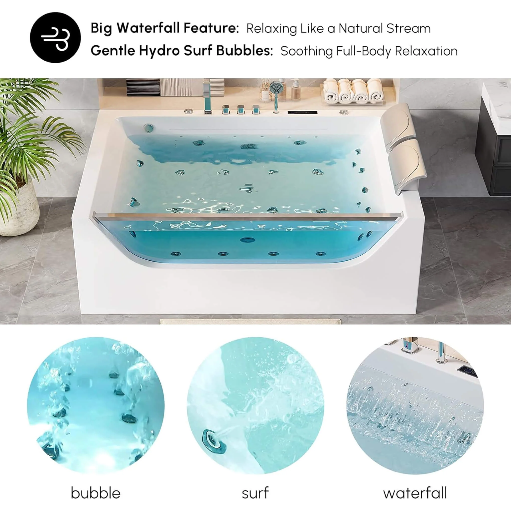 Alora Novara 71-Inch Luxury 2-Person Jetted Whirlpool Tub With Massage And Thermostat Control (SAK13872) - Image 4