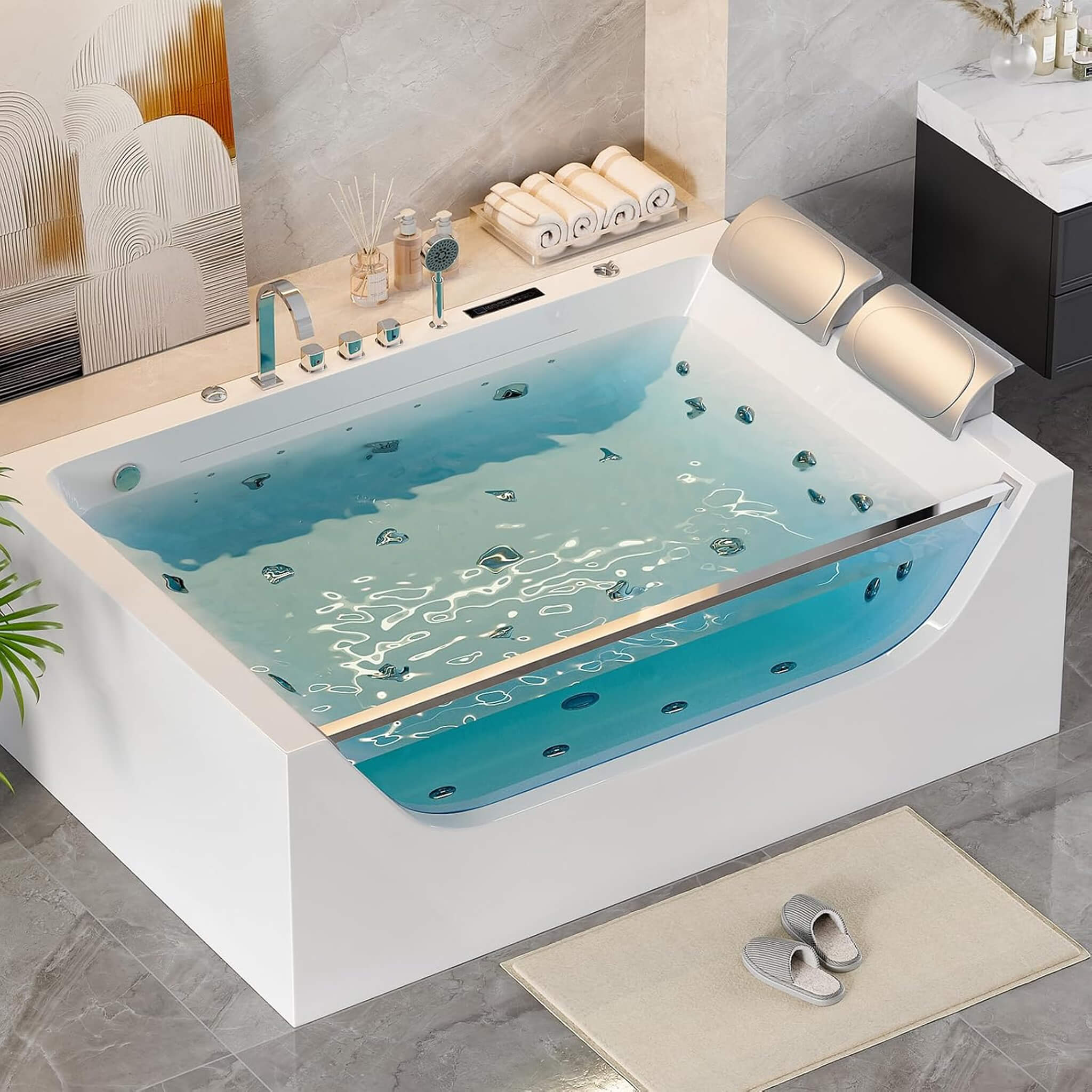 Alora Novara 71-Inch Luxury 2-Person Jetted Whirlpool Tub With Massage And Thermostat Control (SAK13872) - Image 8