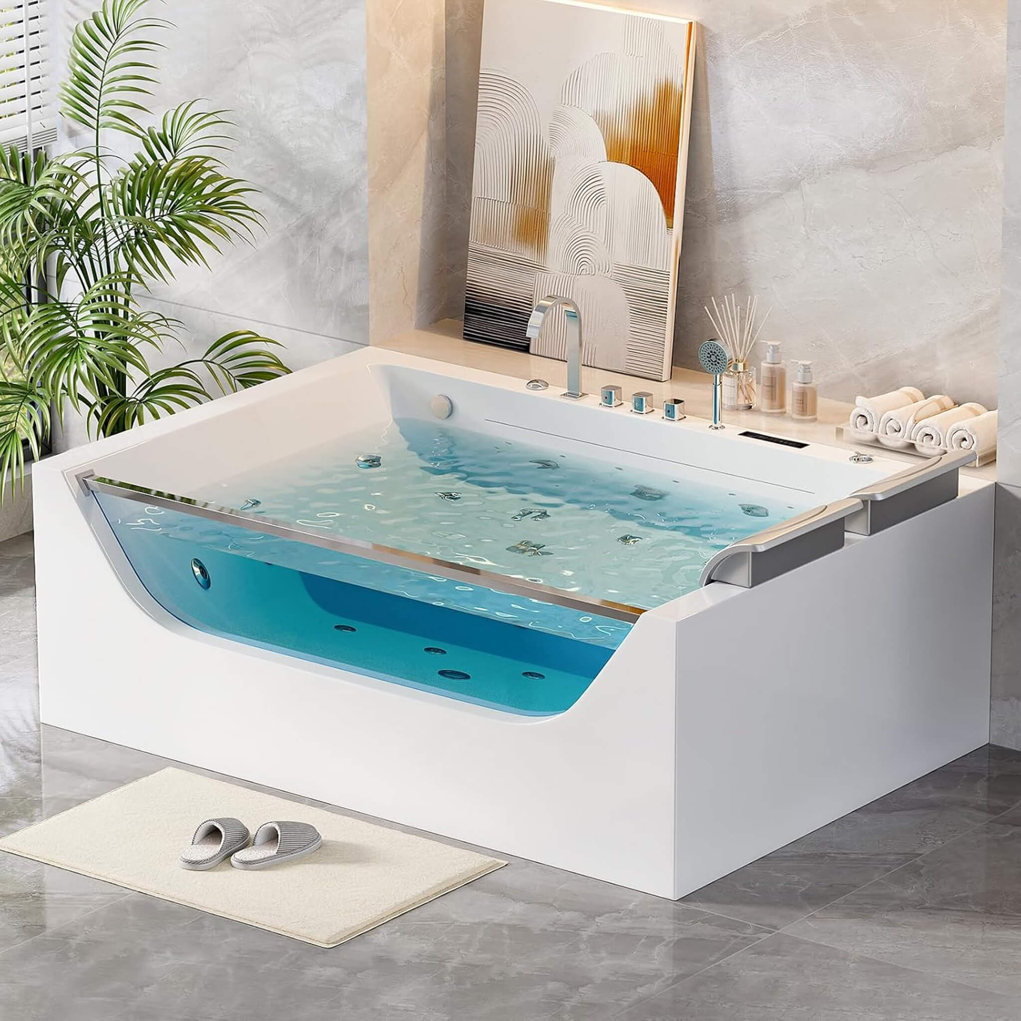 Alora Novara 71-Inch Luxury 2-Person Jetted Whirlpool Tub With Massage And Thermostat Control (SAK13872) - Image 9