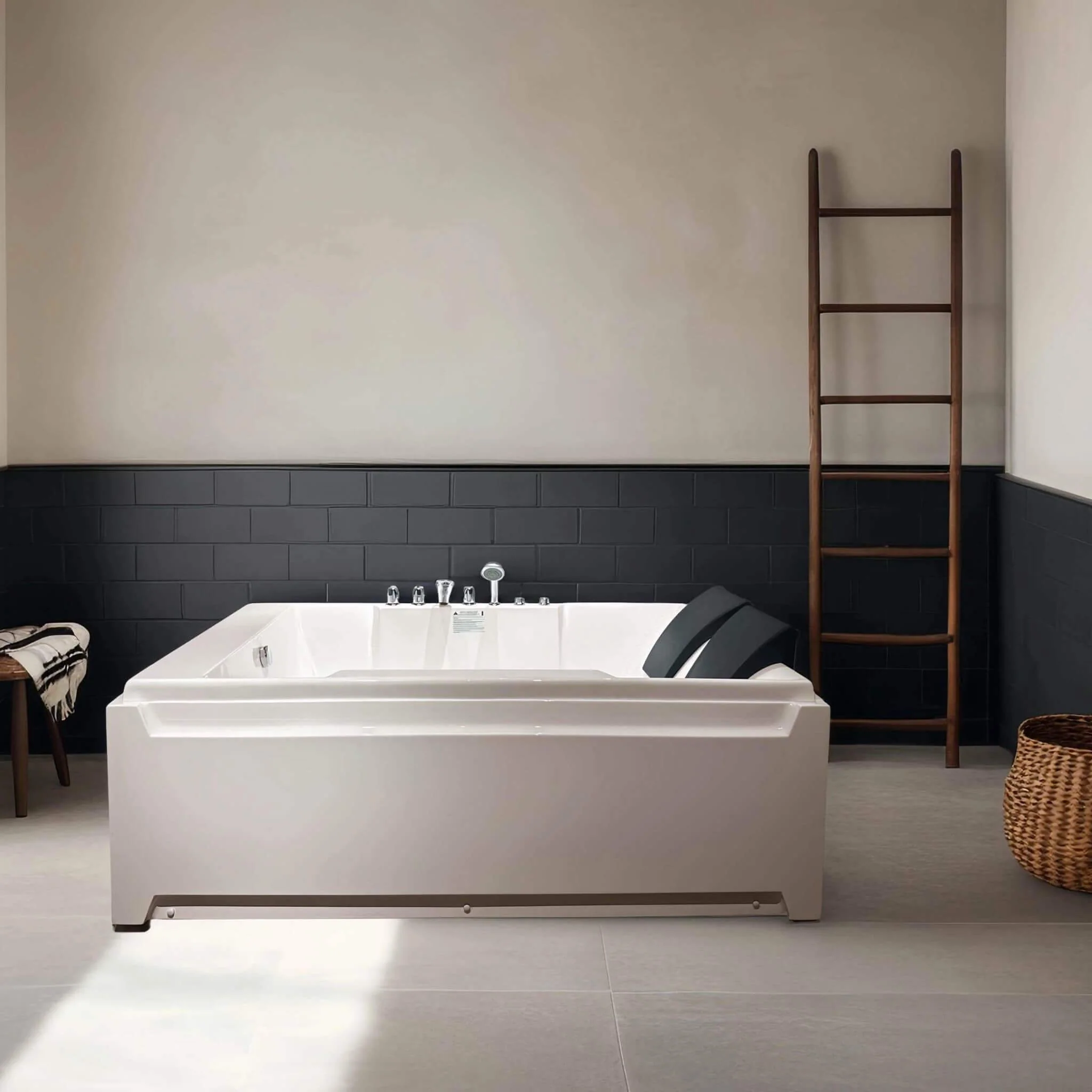 Alora Sapphire 73-Inch Luxury 2-Person Whirlpool Hydro Massage Jetted Bathtub With Chromatherapy Lights (SAK58620) - Image 10
