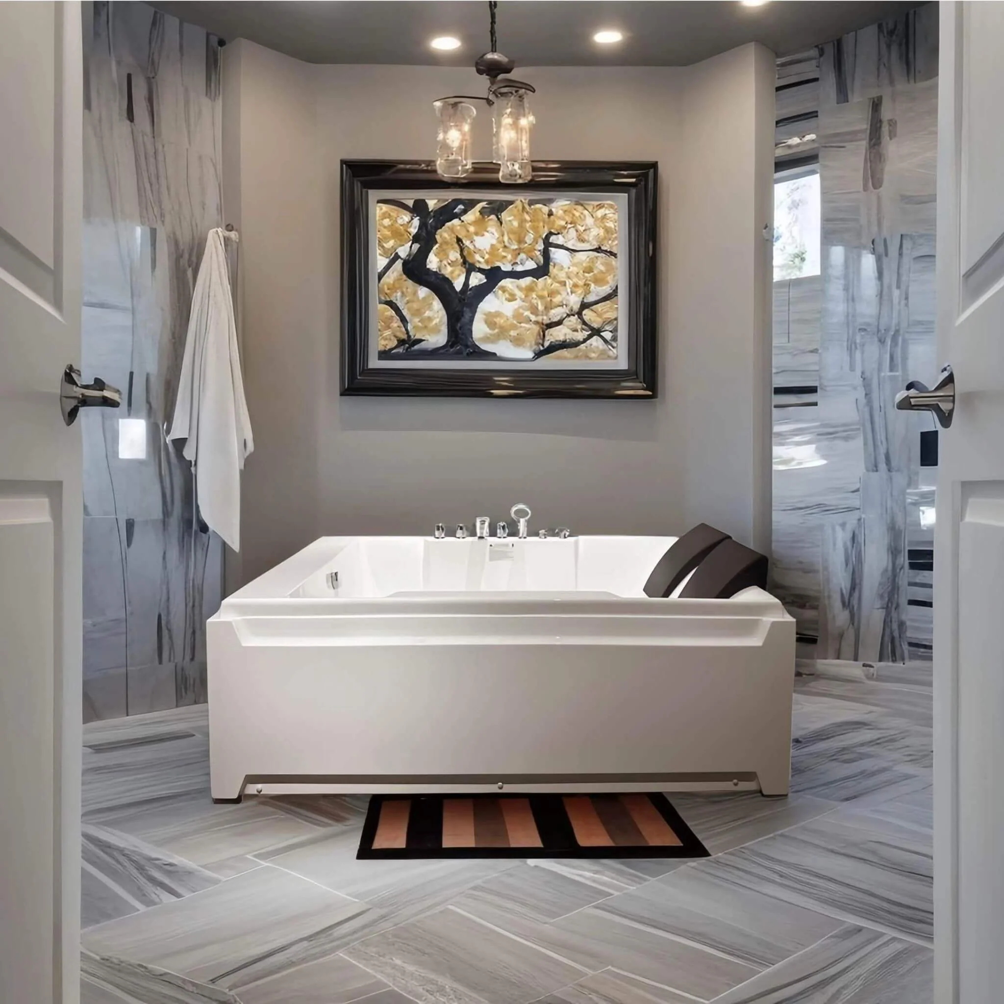 Alora Sapphire 73-Inch Luxury 2-Person Whirlpool Hydro Massage Jetted Bathtub With Chromatherapy Lights (SAK58620) - Image 4