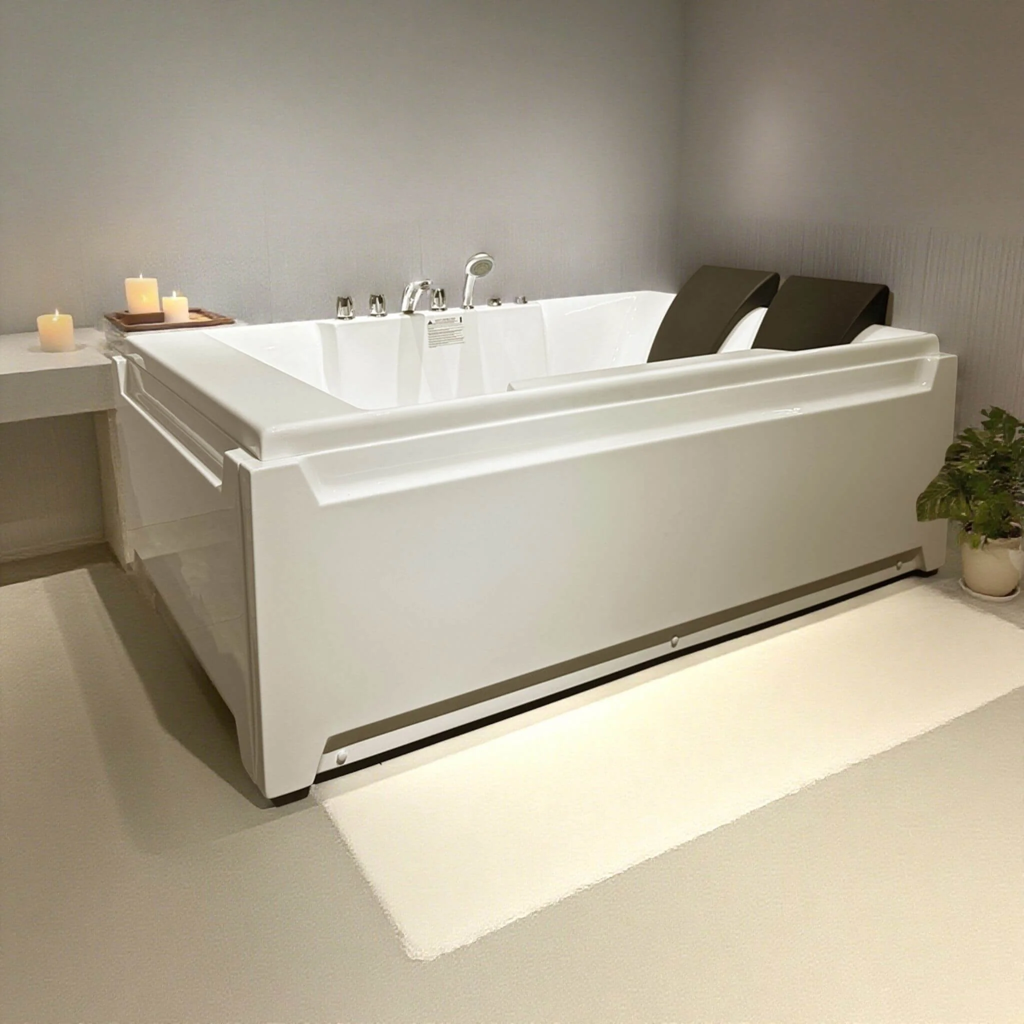 Alora Sapphire 73-Inch Luxury 2-Person Whirlpool Hydro Massage Jetted Bathtub With Chromatherapy Lights (SAK58620) - Image 9