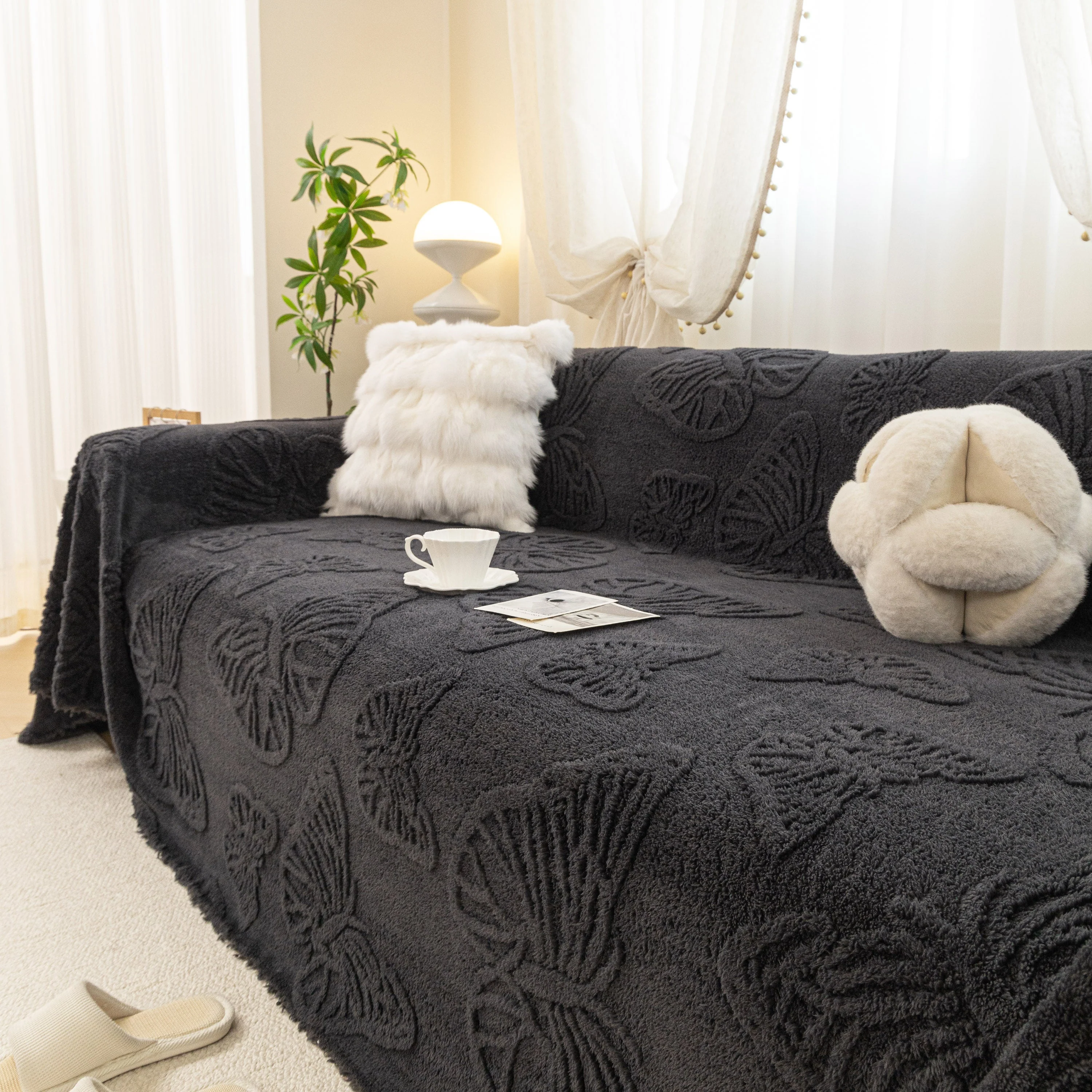 Luxury 3D Butterfly Jacquard Sofa Throw Blanket, Ultra-Soft Plush Fleece Couch Cover - Image 100