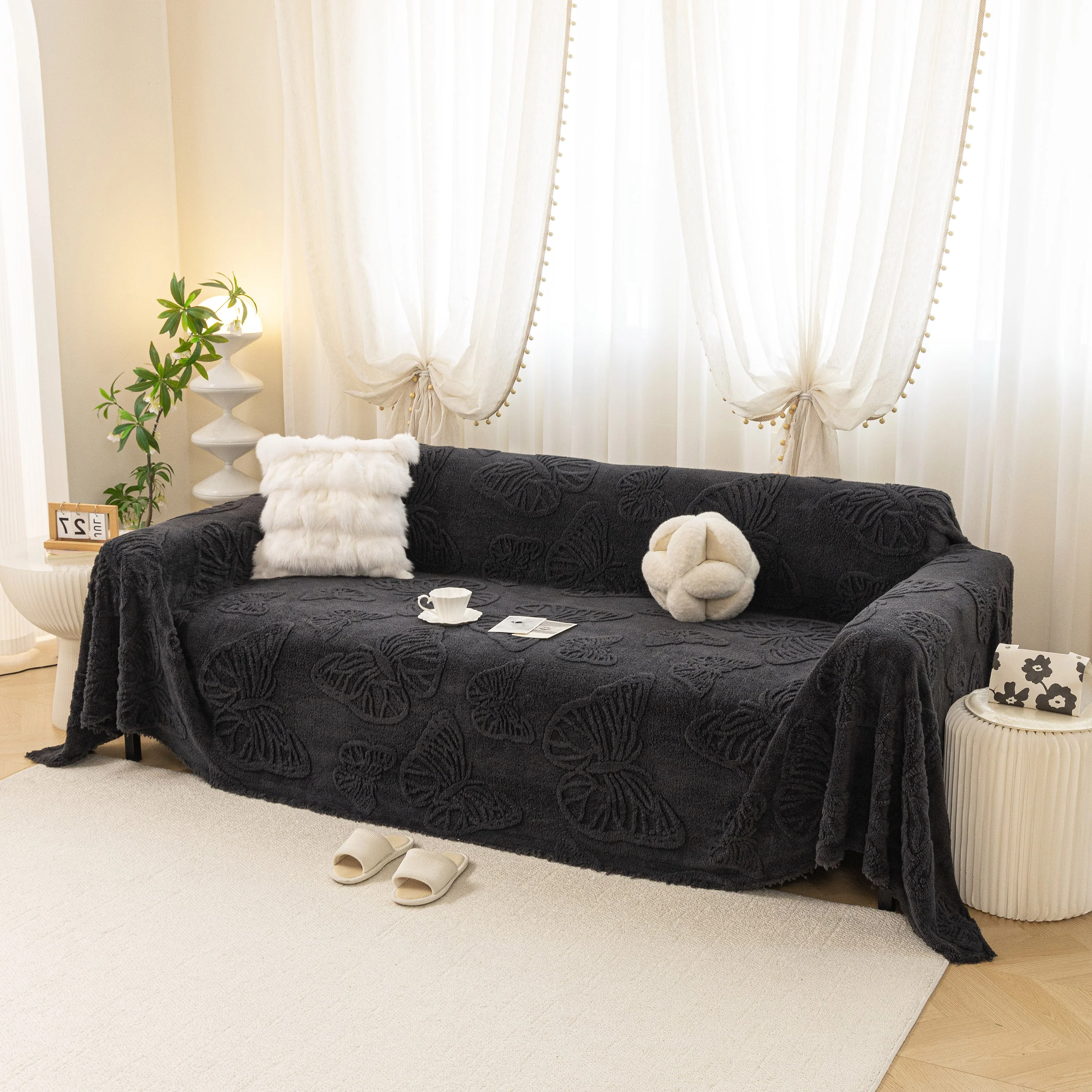 Luxury 3D Butterfly Jacquard Sofa Throw Blanket, Ultra-Soft Plush Fleece Couch Cover - Image 104