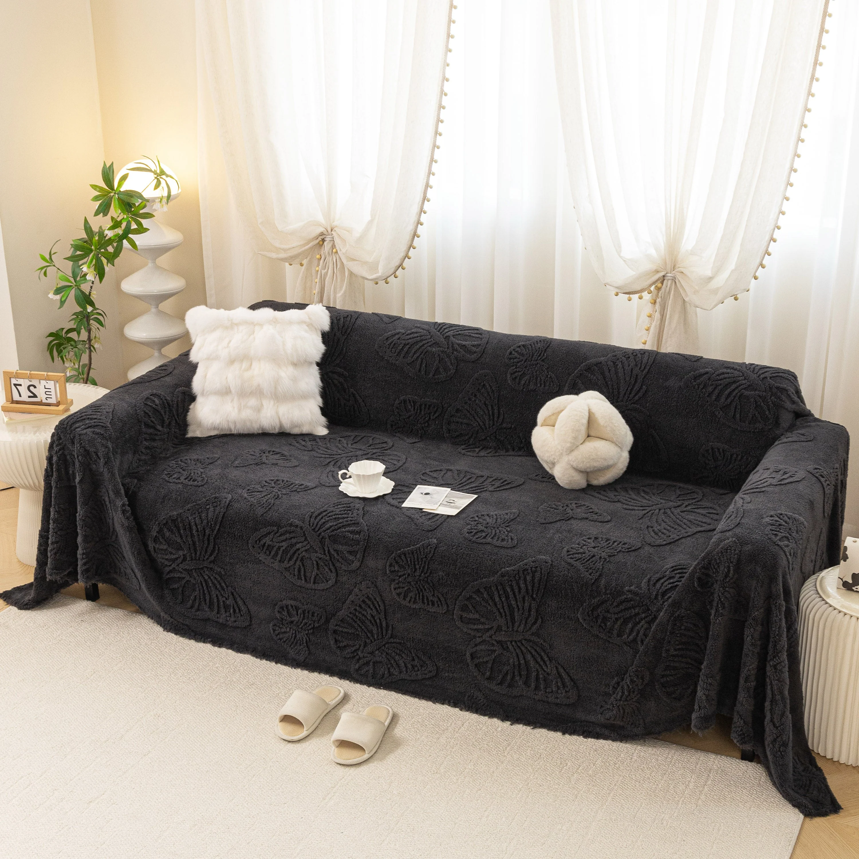 Luxury 3D Butterfly Jacquard Sofa Throw Blanket, Ultra-Soft Plush Fleece Couch Cover - Image 82