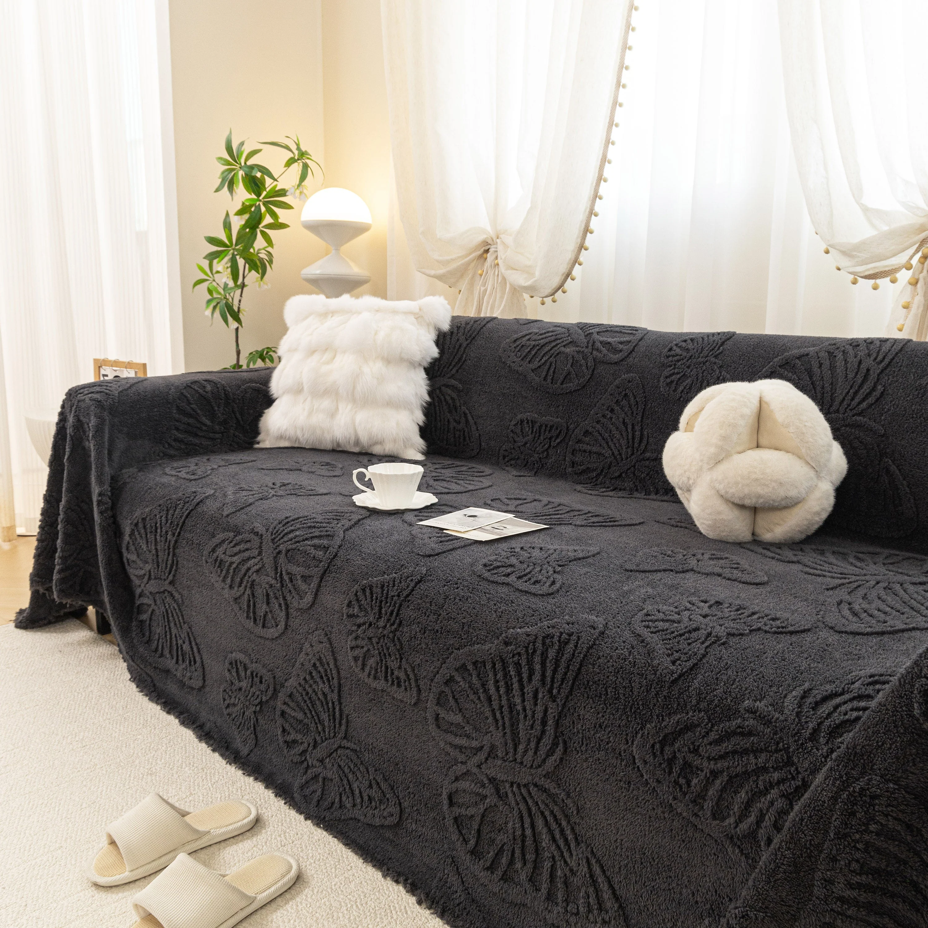 Luxury 3D Butterfly Jacquard Sofa Throw Blanket, Ultra-Soft Plush Fleece Couch Cover - Image 86