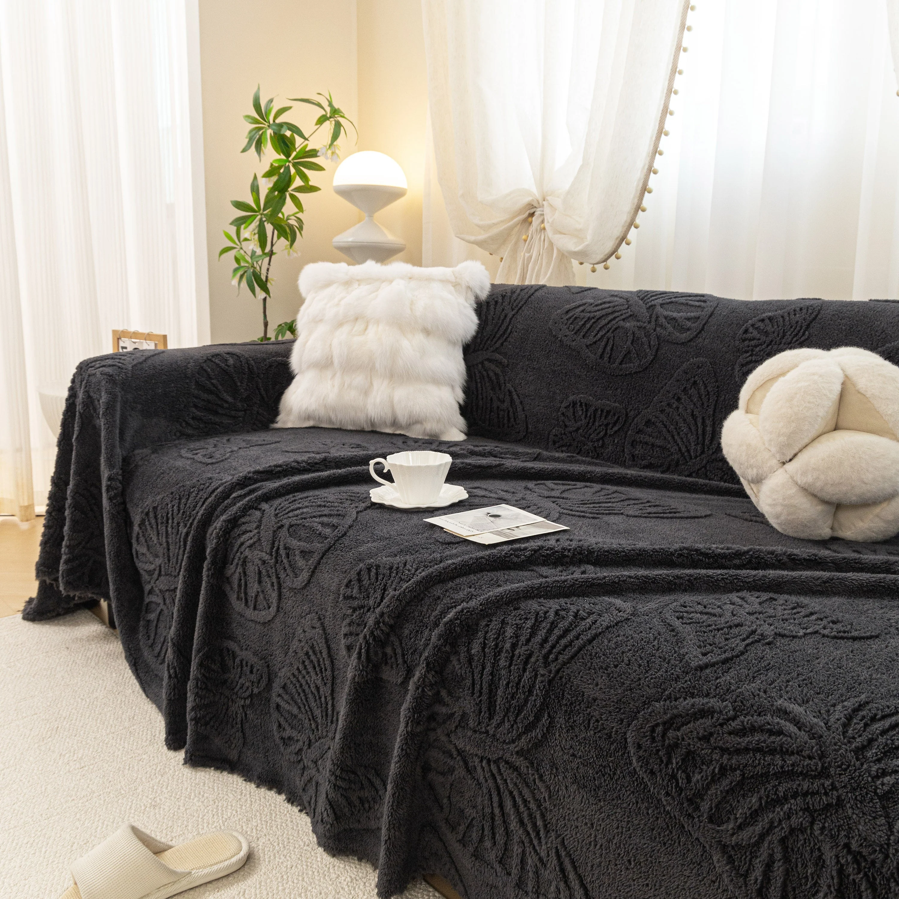 Luxury 3D Butterfly Jacquard Sofa Throw Blanket, Ultra-Soft Plush Fleece Couch Cover - Image 92