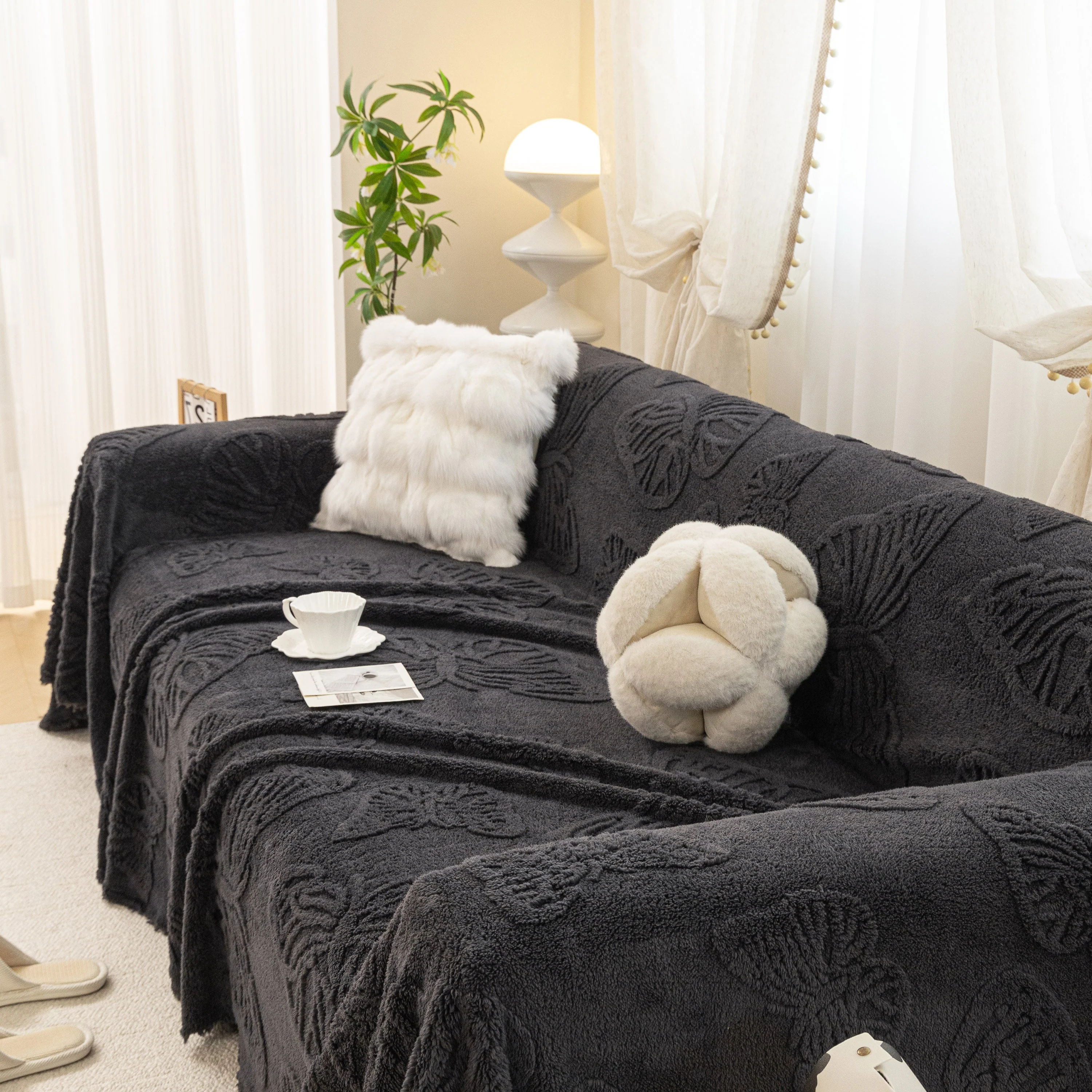 Luxury 3D Butterfly Jacquard Sofa Throw Blanket, Ultra-Soft Plush Fleece Couch Cover - Image 93