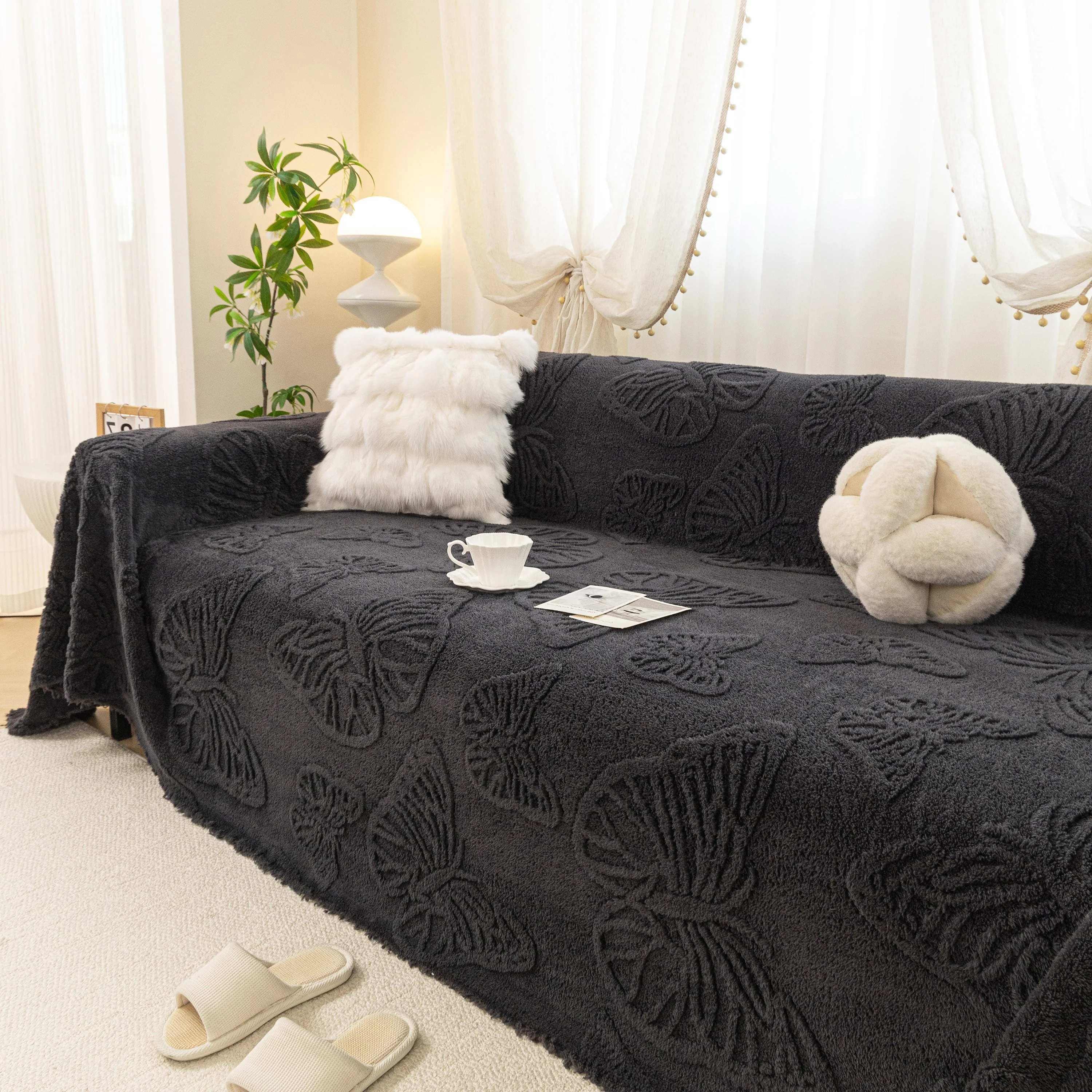 Luxury 3D Butterfly Jacquard Sofa Throw Blanket, Ultra-Soft Plush Fleece Couch Cover - Image 98