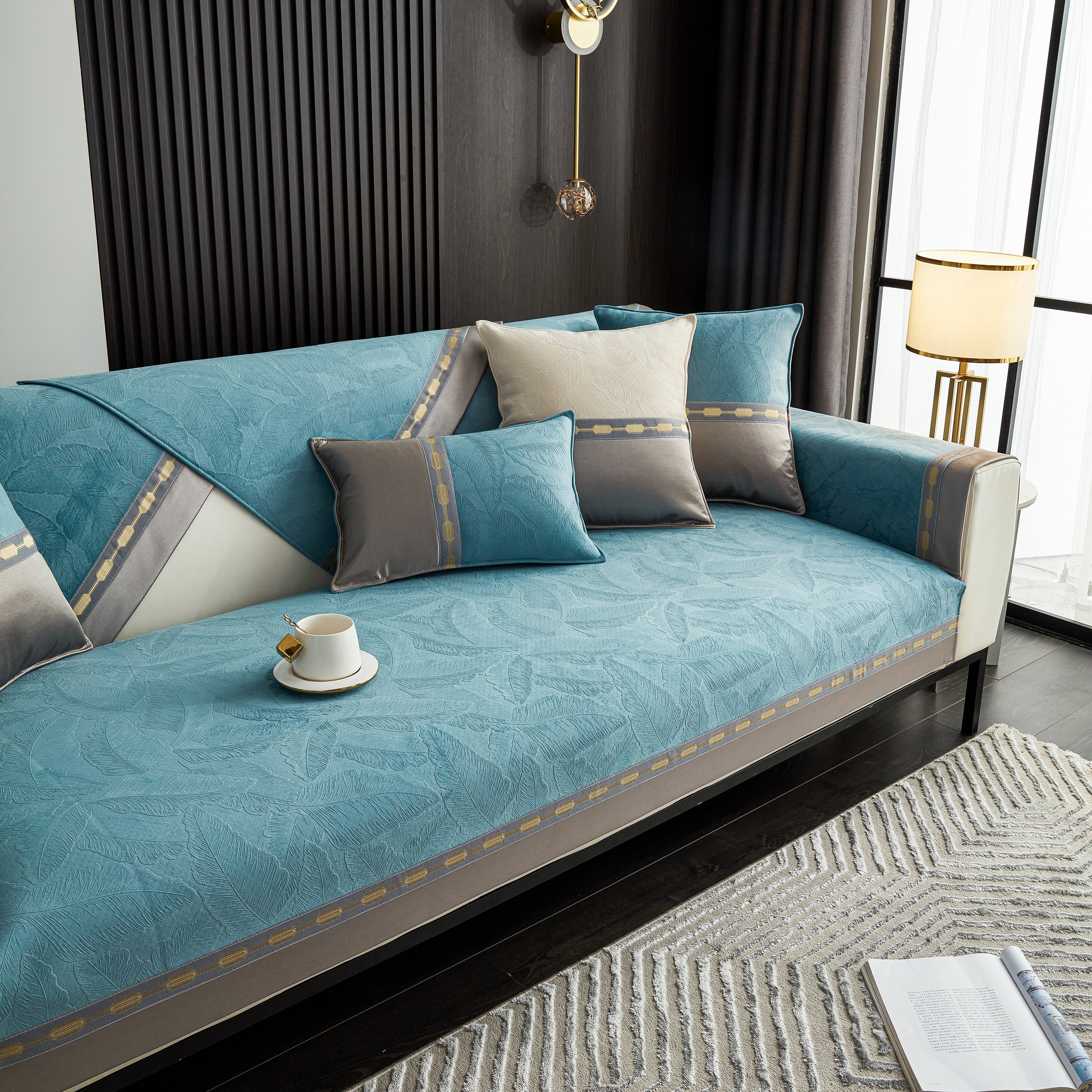 Luxury 3D Embossed Velvet Sofa Cover Anti Slip Plush Cushion Slipcover for Living Room - Image 8