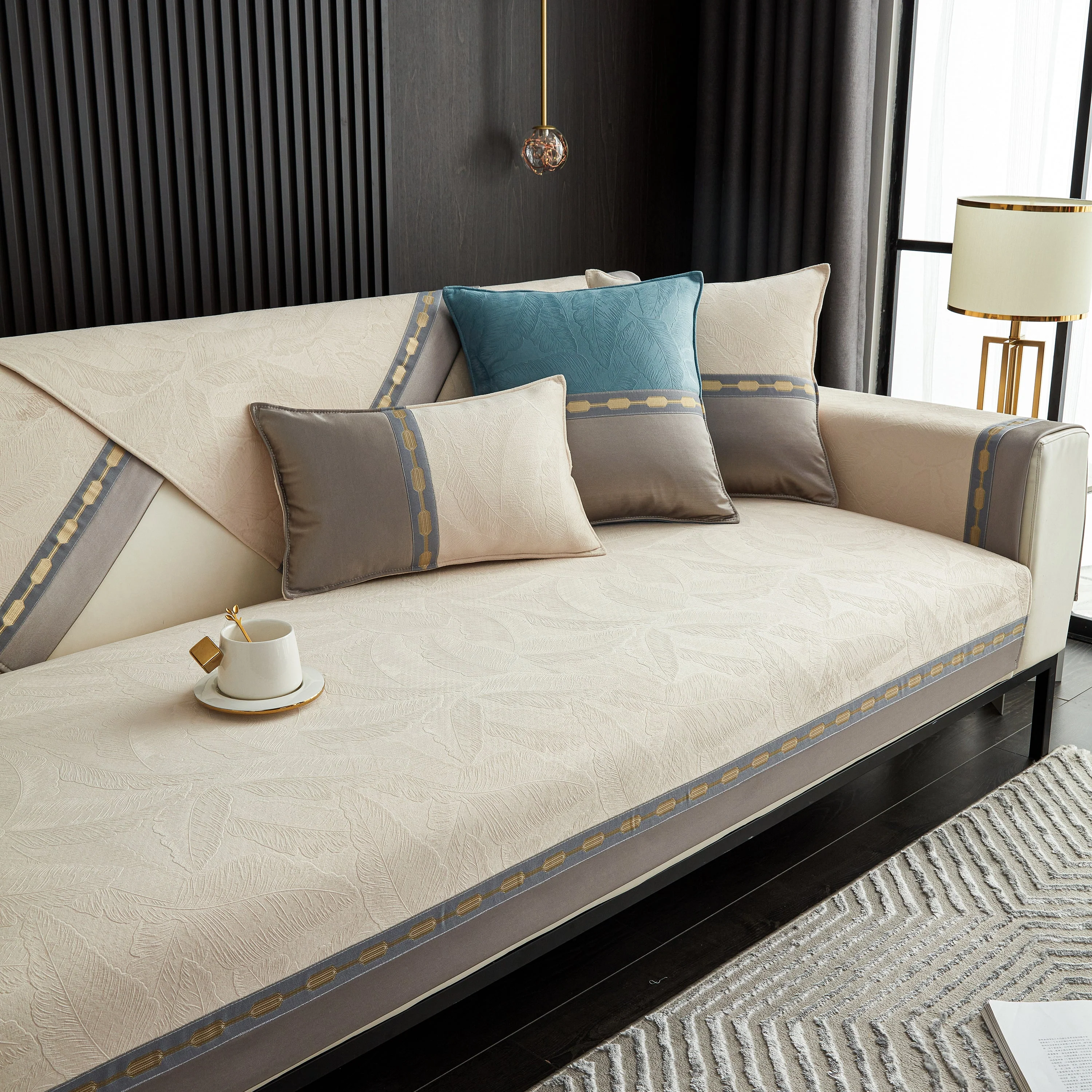 Luxury 3D Embossed Velvet Sofa Cover Anti Slip Plush Cushion Slipcover for Living Room - Image 9