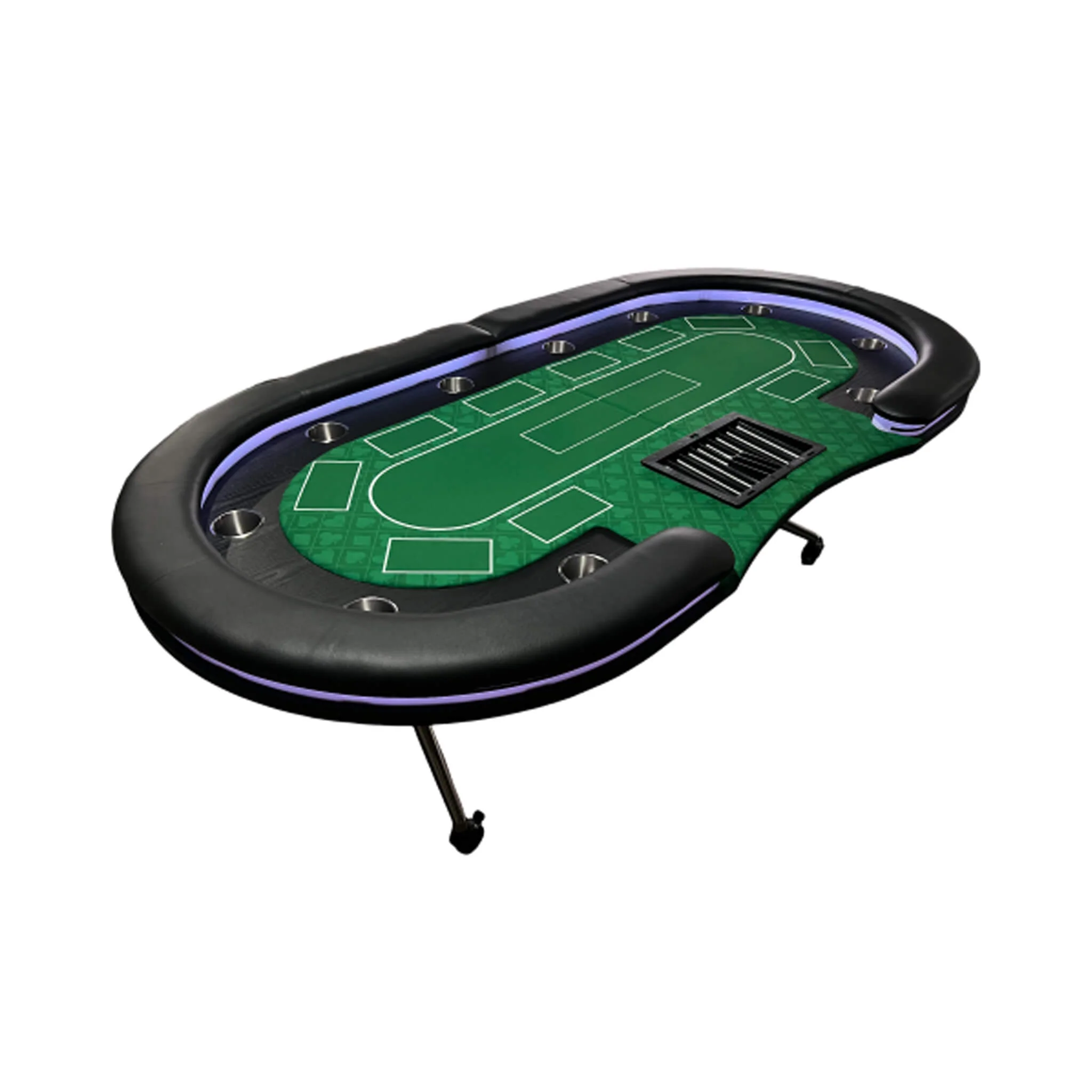 Luxury 94-Inch Foldable 10 Player Poker Table With LED, Wheels And Cup Holders (SAK24897) - Image 10